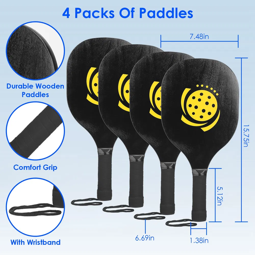 Portable Pickleball Net Set 22ft Regulation Size Net Pickle Ball Net System with 4 Pickleballs 4 Paddles Carrying Bag for Driveway Backyard photo 2