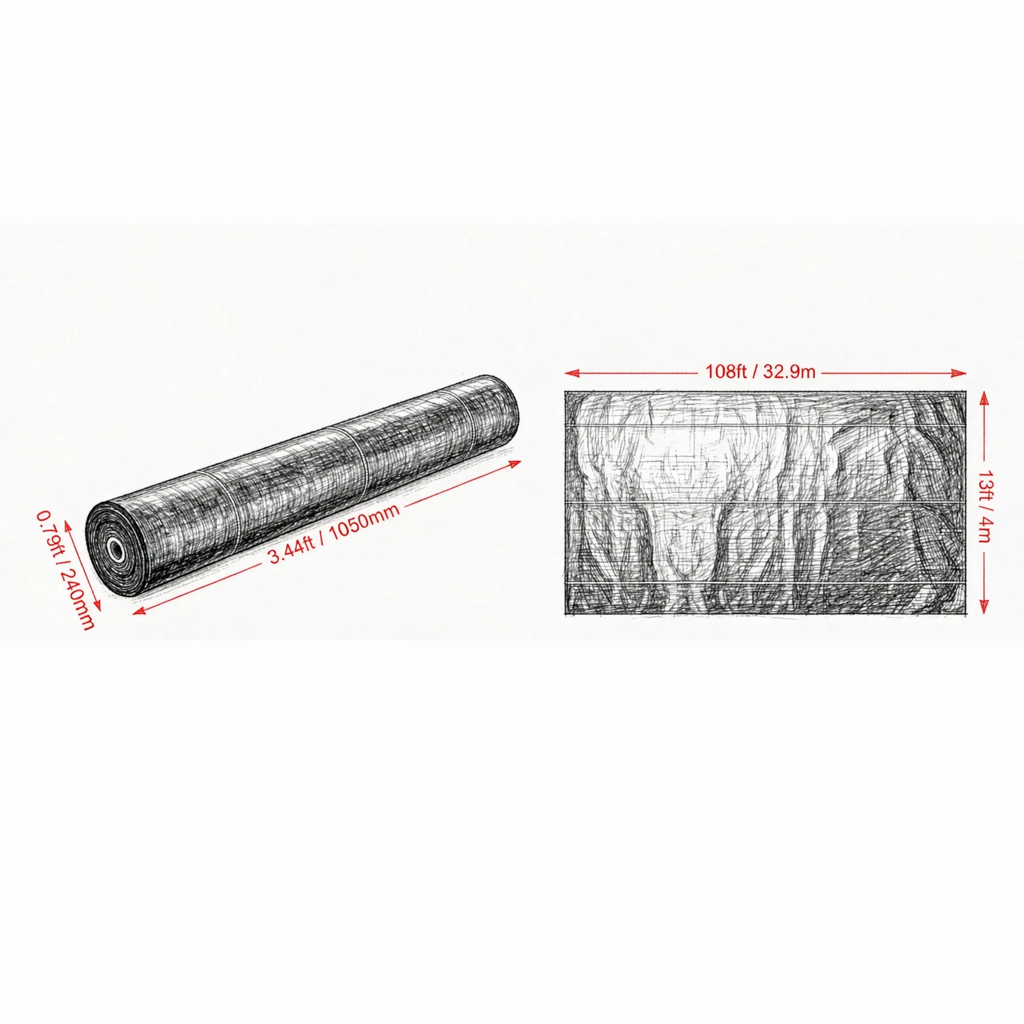 13FT x 108FT Heavy Duty Weed Barrier Fabric photo 2