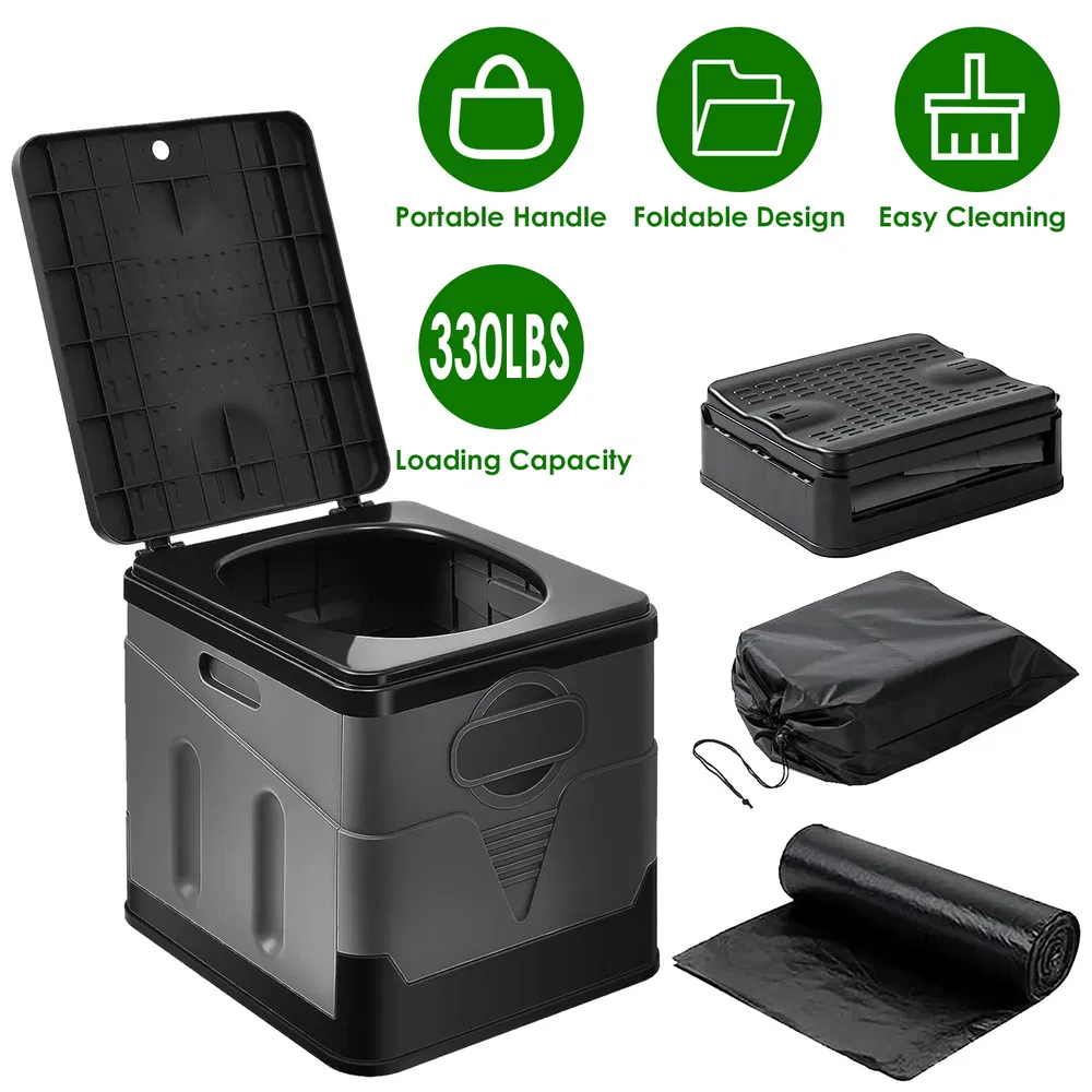 Multi-Function Foldable Portable Toilet, 5.3Gal Capacity, 330-LBS Loading PP Camping Toilet with Carry Bag, for Outdoor Activities & Indoor Emergency Use photo 2