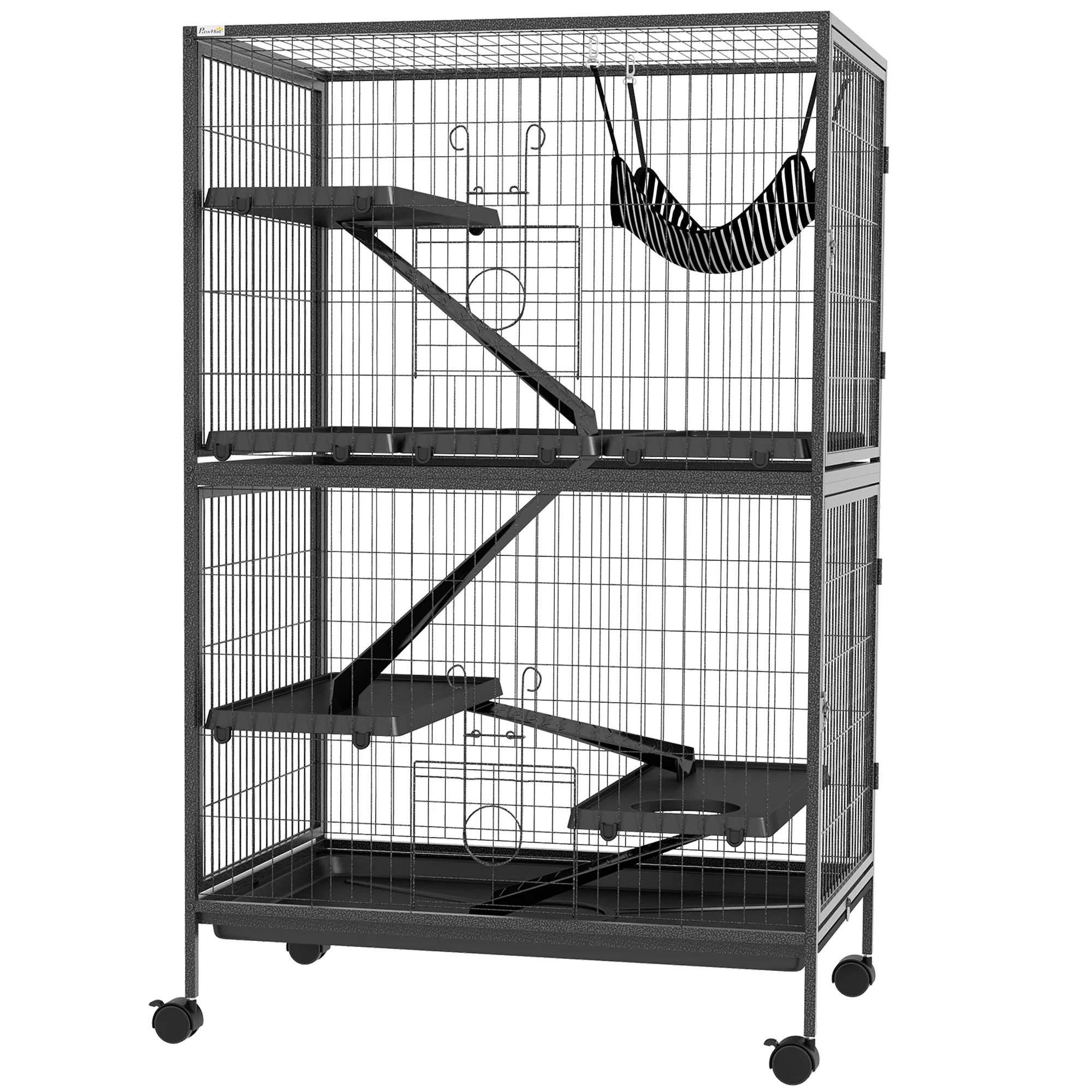 5-Tier Rolling Small Animal Cage, Deluxe Guinea Pig Cage, Ferret Cage for Mink Chinchilla Kitten Rabbit, Grey photo 1