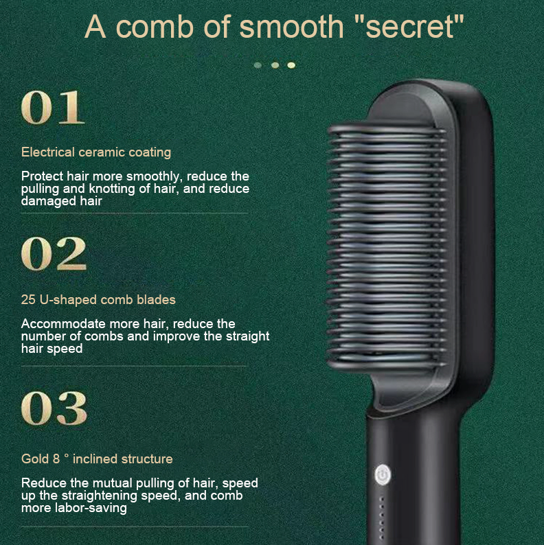 Hair Straightener Brush Straightening Curler Hot Comb Electric Adjustable Heat photo 7