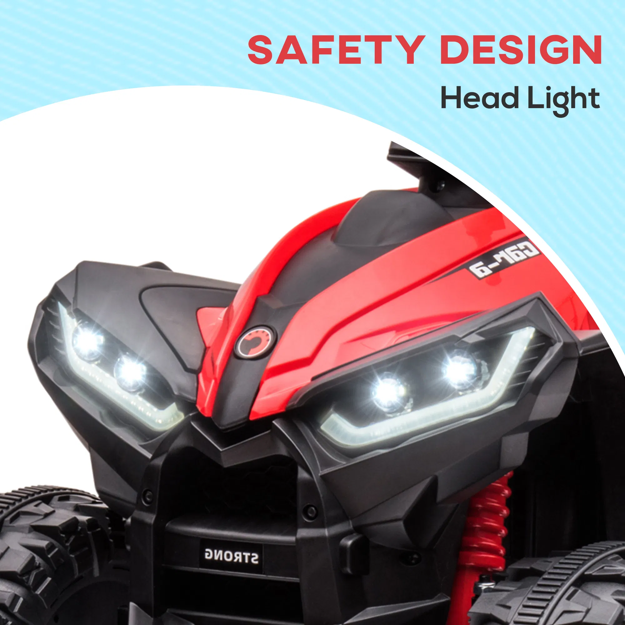 Kids 4 Wheeler Quad with Music, Headlights, High & Low Speed, Kids ATV for 3-5 Years Old Boys & Girl, Red photo 3