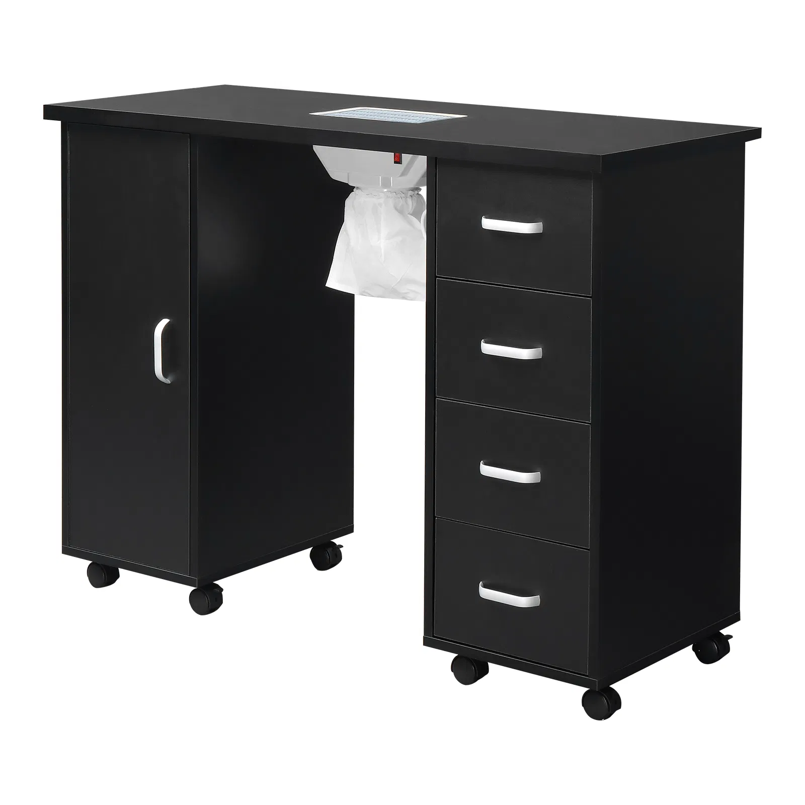 MDF Single Door 4 Drawers With Fan Black Nail Table photo 6