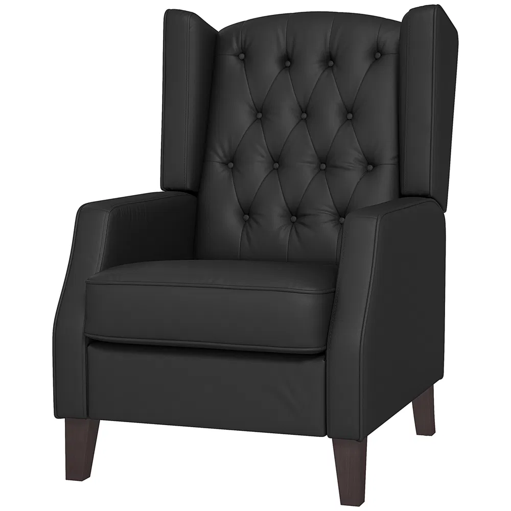 Faux Leather Armchair, Modern Accent Chair with Thick Padding for Living Room, Bedroom, Home Office, Black photo 2