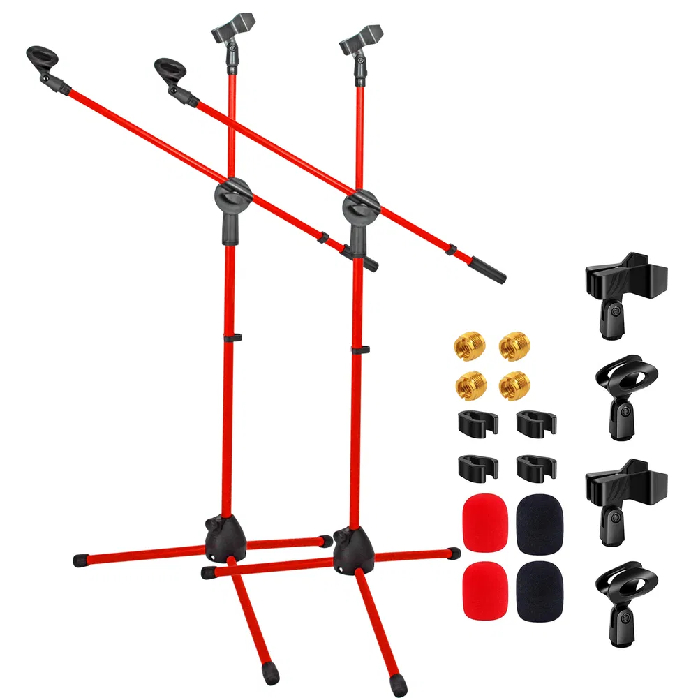 5 Core 2Pcs Mic Stand Floor Height Adjustable Tripod Microphone Stands w Extending Telescoping Boom Arm photo 4