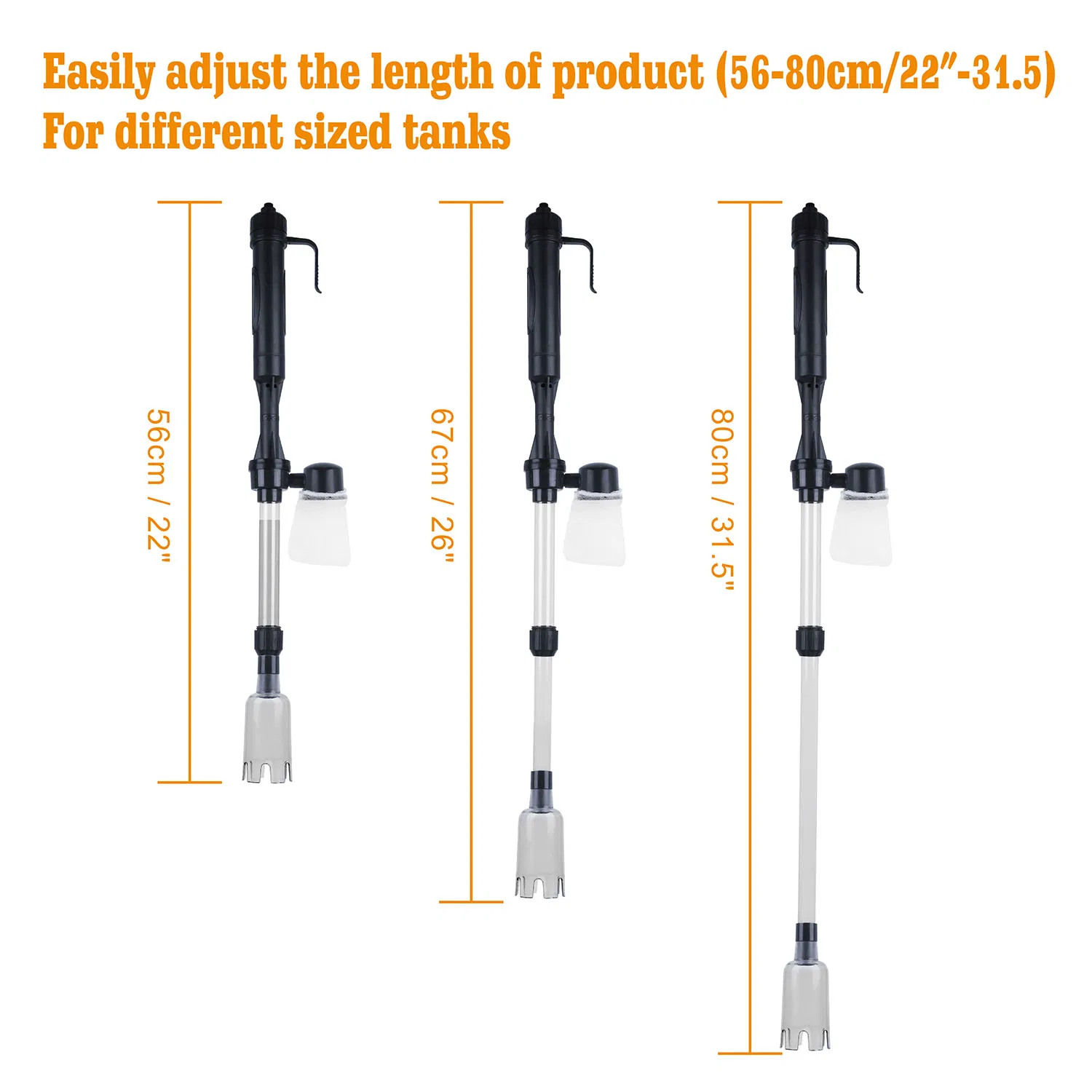 2-in-1 Aquarium Gravel Cleaner & Siphon Pump, Battery Powered Dirt/Fish Waste Remover, Adjustable Tubes for Small/Medium/Large Fish Tanks photo 4