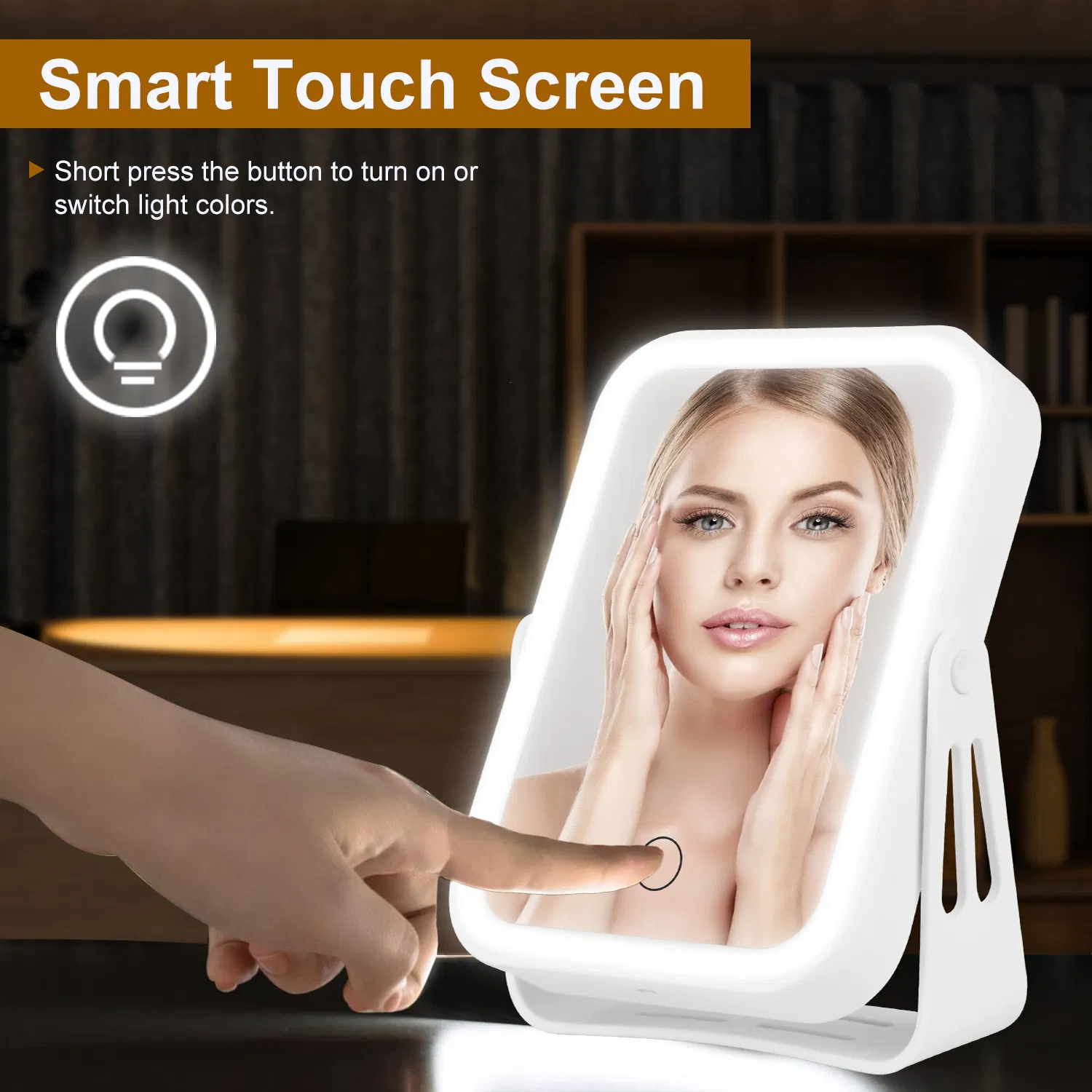 10X Magnifying LED Travel Makeup Mirror, 3 Light Modes Double-Sided Mirror with Smart Touch Sensor, USB Rechargeable for Valentine's Day Gift photo 4