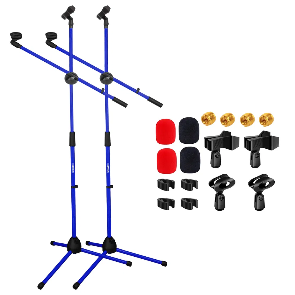 5 Core 2Pcs Mic Stand Floor Height Adjustable Tripod Microphone Stands w Extending Telescoping Boom Arm photo 3