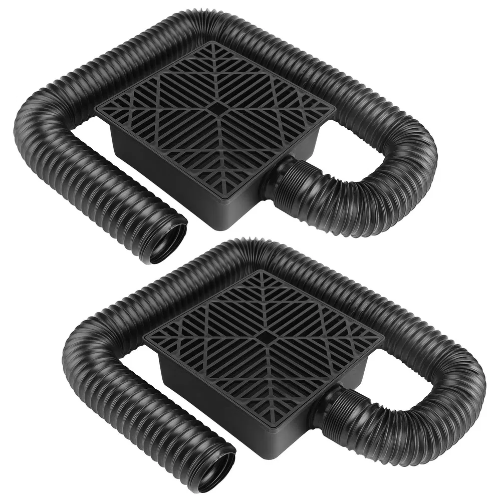 2Pcs Gutter Downspout Extension Low Profile No Deep Digging Catch Basin Downspout Extender with 4.9FT Flexible Extendable Hose For House Foundation Protection photo 2