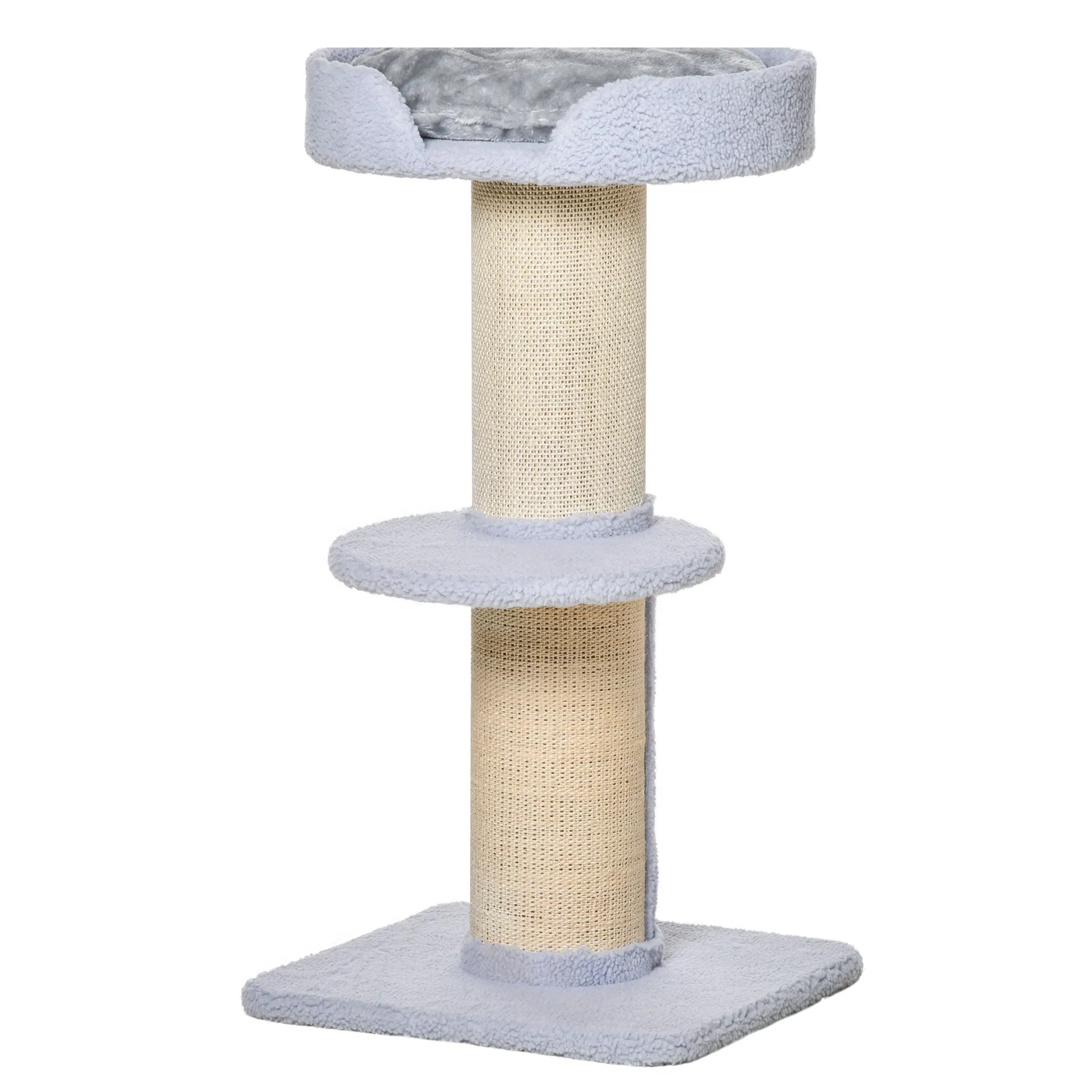 Cat Tree Kitty Tower with Sisal Mat Scratching Post, Cat Bed, Cushion, Perch, 18" x 18" x 36", Light Blue photo 1