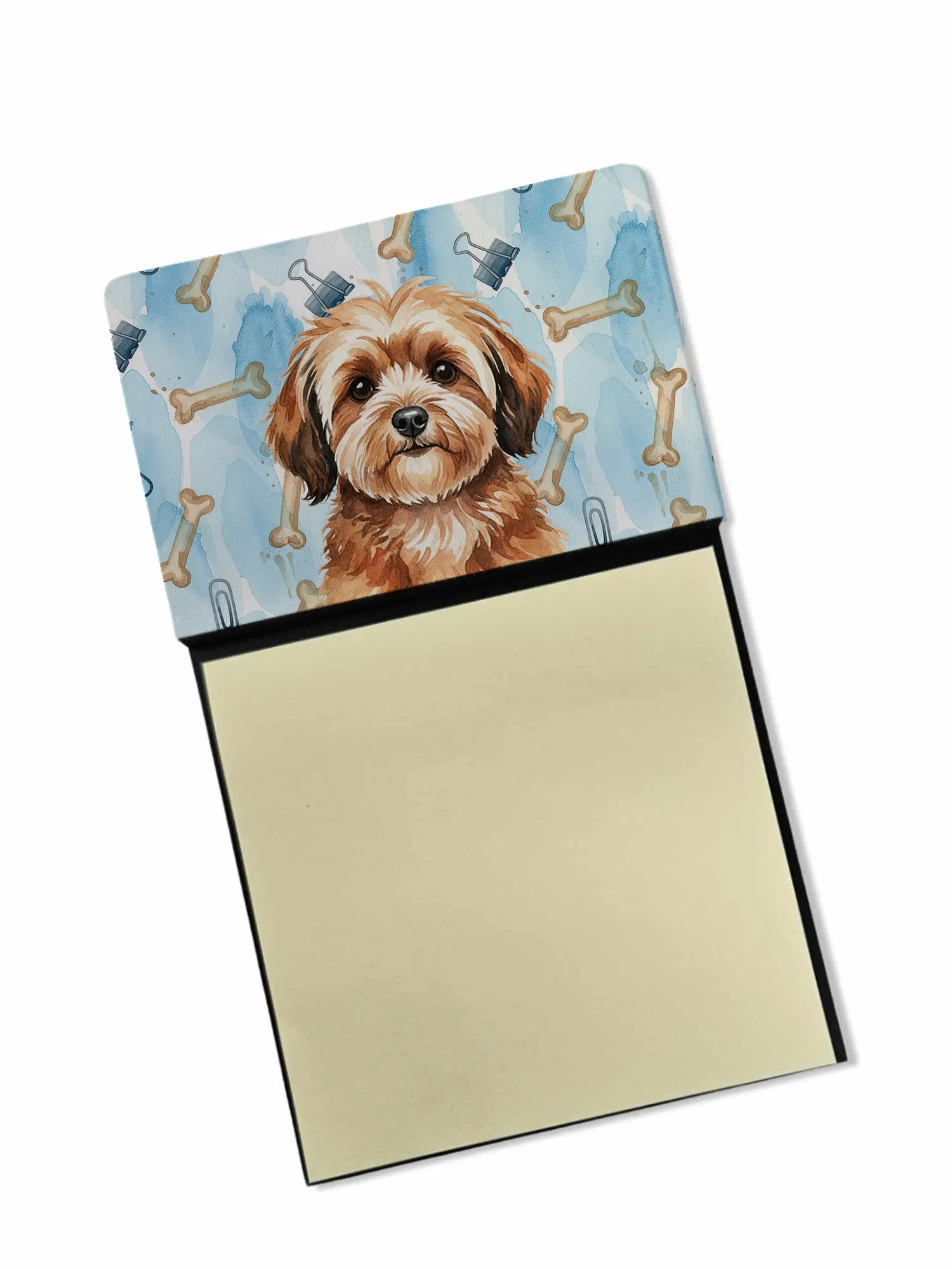 Sable Havanese Coworker Watercolor Sticky Note Holder Refillable Dispenser Desk Accessory 3x3 Pad Gift photo 1