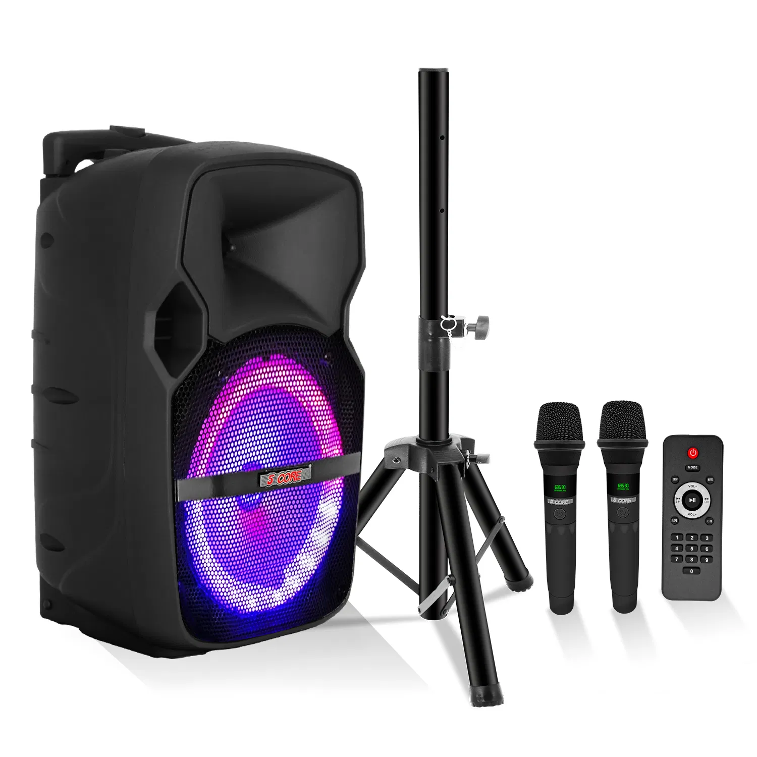 5 Core Party Speaker w Microphone 400W Big Rechargeable Bluetooth Loud PA DJ Karaoke System w Stand photo 1