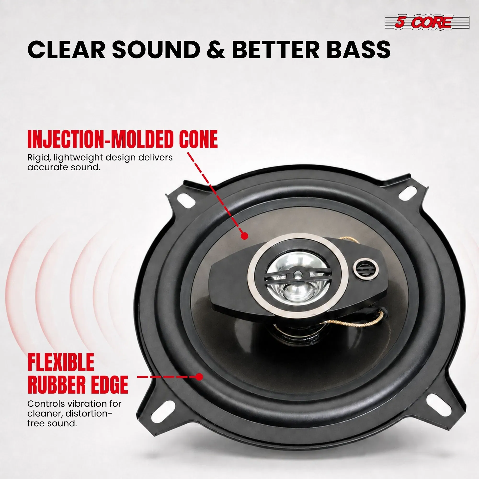 5 Core 2 Way 5" Car Stereo Speakers Pair 350W Coaxial Subwoofer w Tweeter Universal Fit Quick Deep Bass Replacement Component Speaker for Vehicle Door Side Panel photo 8