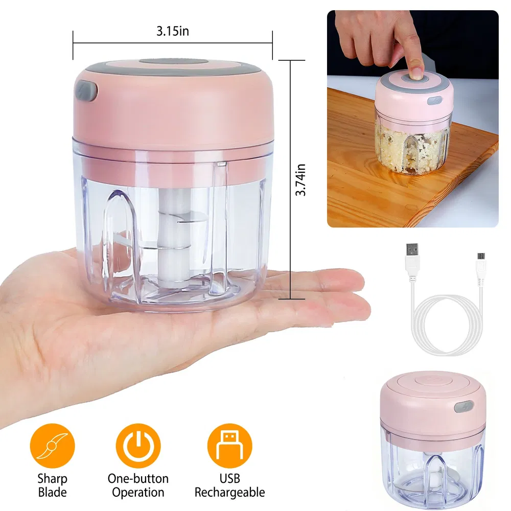 Portable Mini Electric Garlic Chopper, Rechargeable Small Food Processor with 304 Stainless Steel Blade, Detachable Design for Chopping Vegetable, Meat & Seasonings photo 3