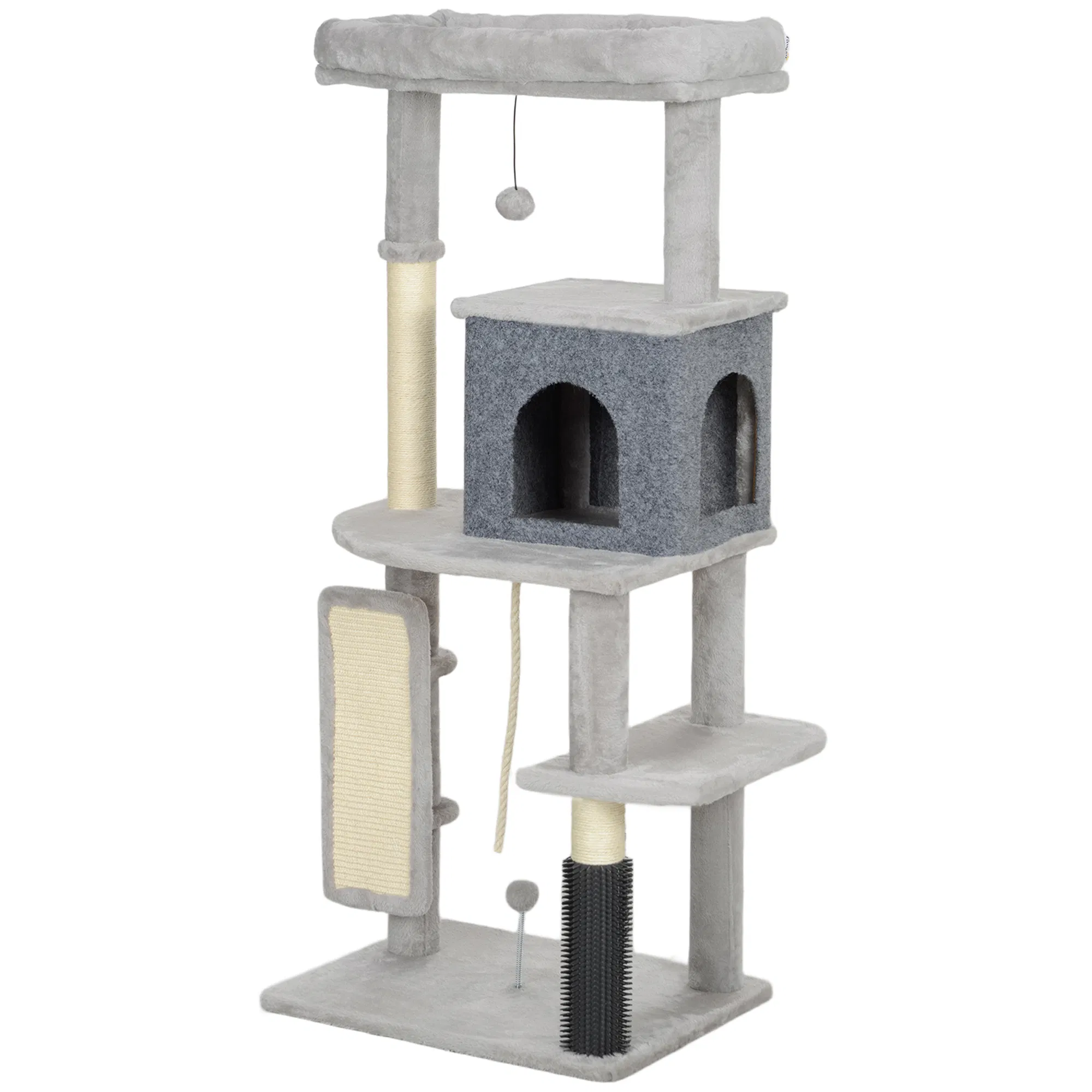 52 Inch Cat Tree with Scratching Posts, Cat Bed, Condo, Grooming Brush, Jumping Platforms, Toy Balls, Anti-tip Kit photo 1