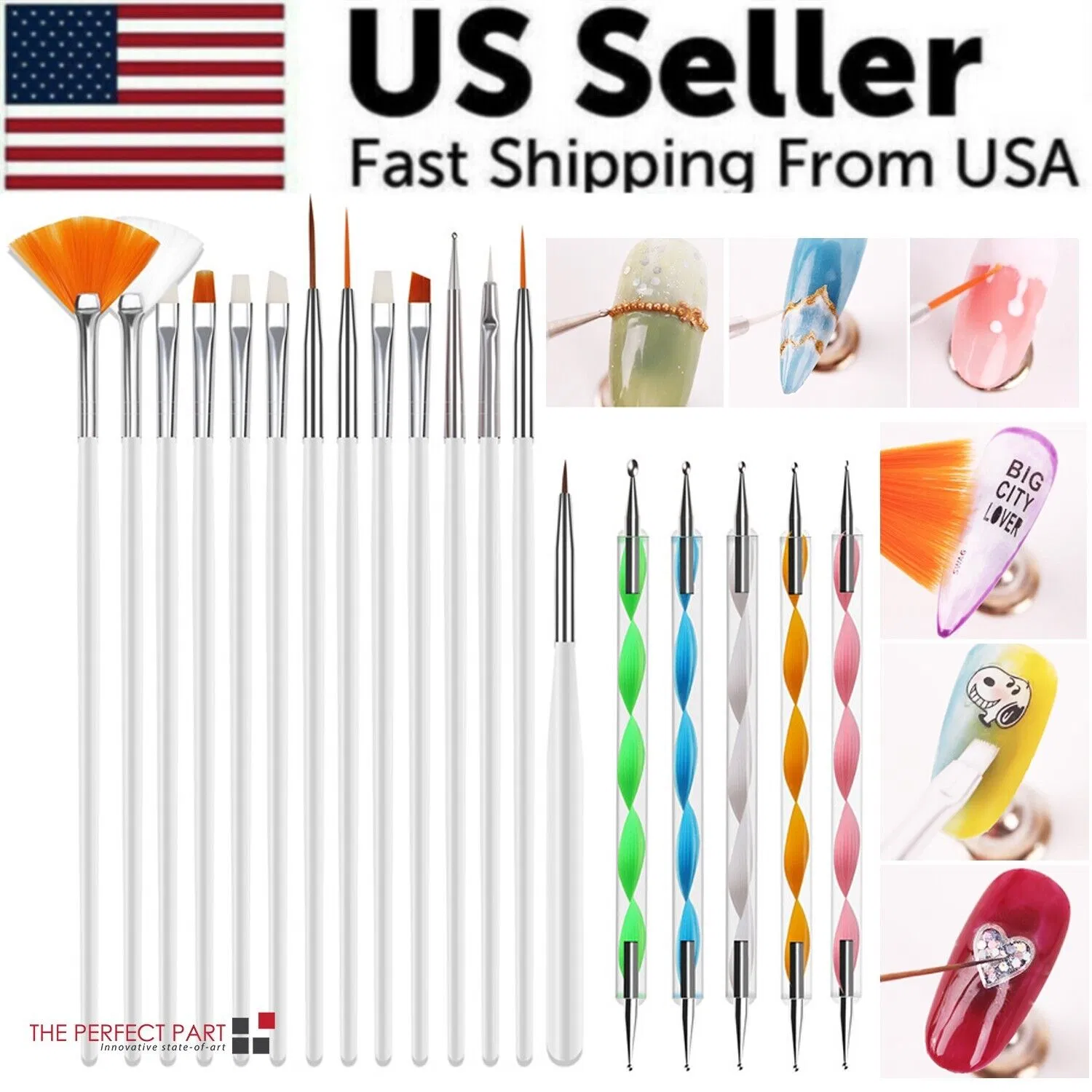 20PCS/Set Nail Art Design Dotting Painting Drawing Polish Brush Pen Tools UV Gel photo 1
