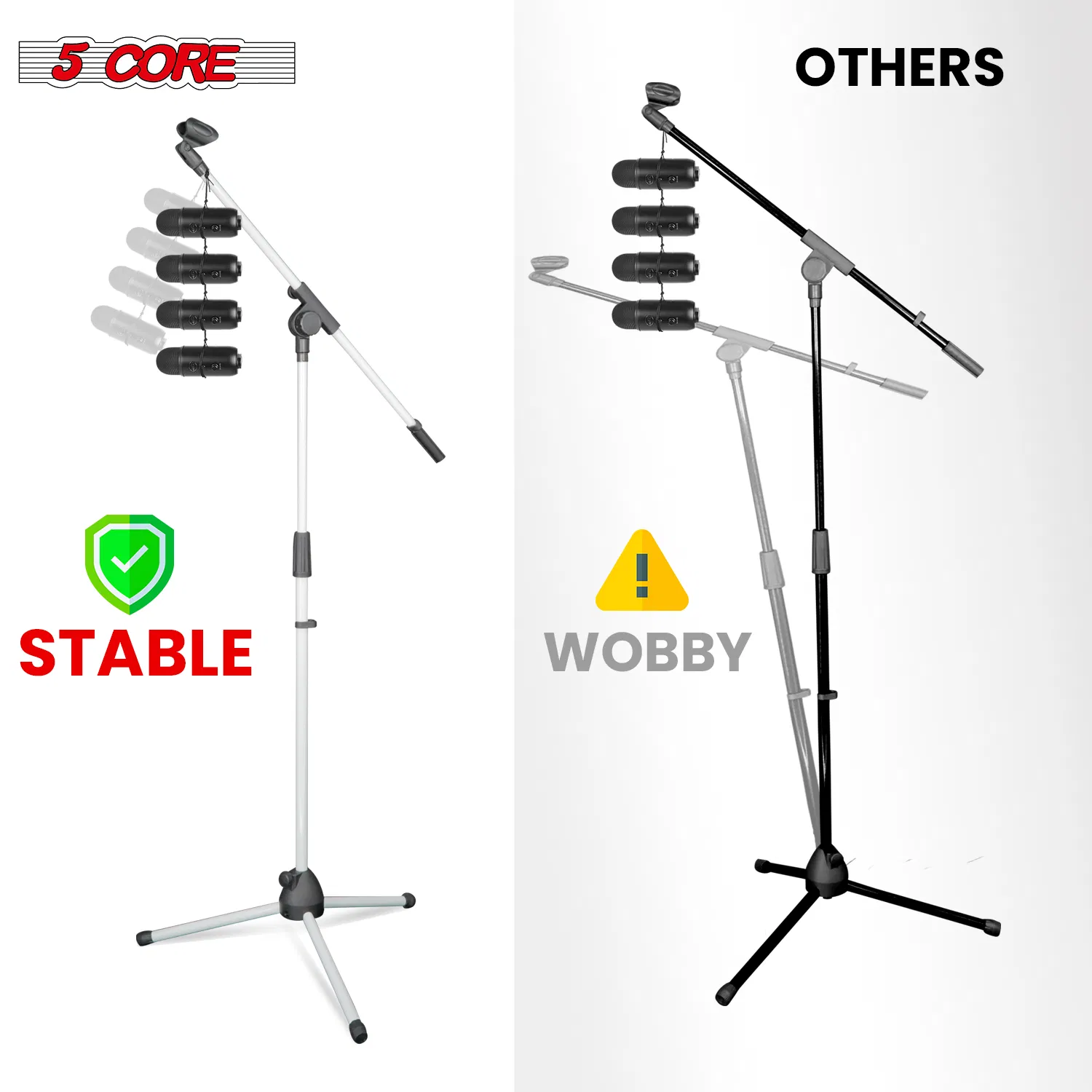 5 Core Tripod Mic Stand Floor Adjustable 18 to 72 Inches Sturdy Boom Arm Holder Microphone Stands Pedestal Para Microfono for Singing photo 6