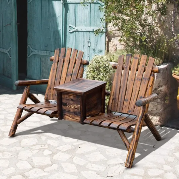 Wooden Chair Loveseat with Inset Ice Bucket Garden chairs/courtyard chairs photo 2