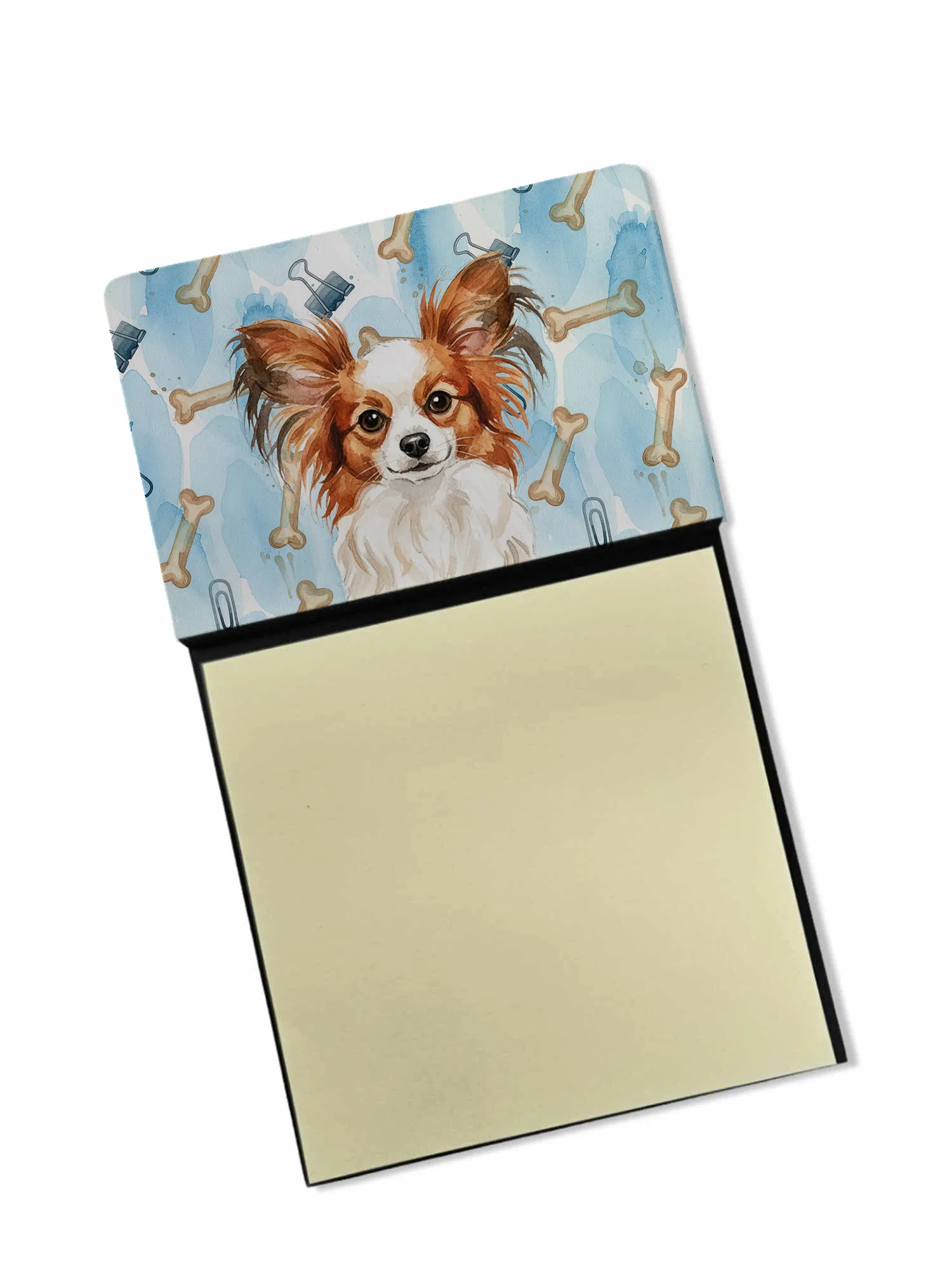 White with Red Papillon Coworker Watercolor Sticky Note Holder Refillable Dispenser Desk Accessory 3x3 Pad Gift photo 1