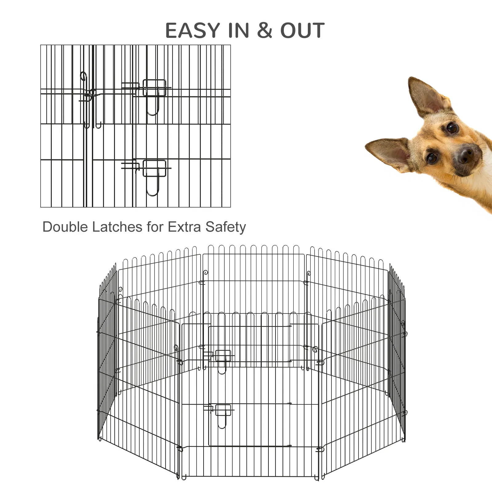 30inch 8-Panel Octagon Pet Exercise Playpen Crate Foldable Dog Cage Pen Puppy Kennel, Black photo 6