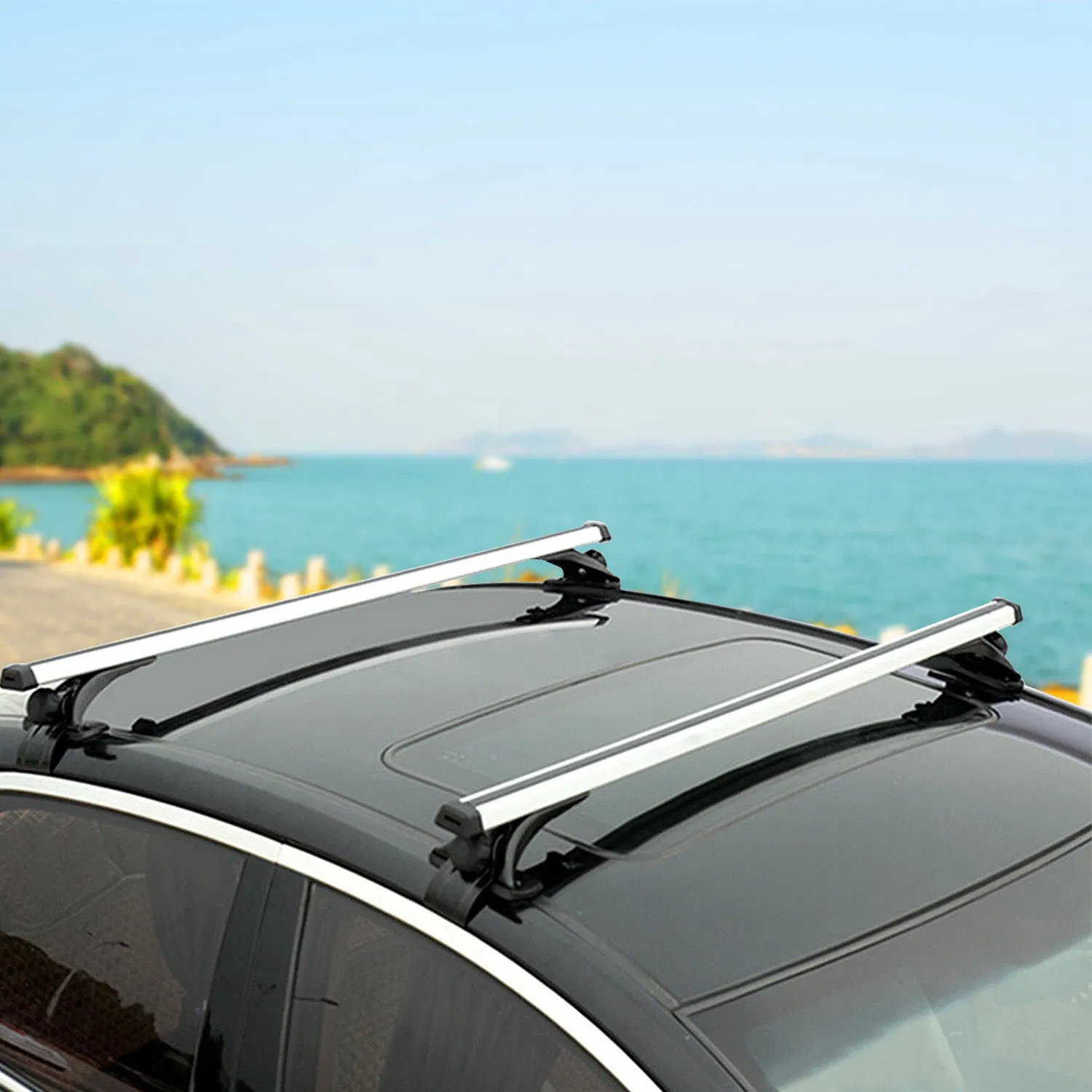47.24in Universal Top Roof Rack Cross Bar Cargo Carrier Aluminum Crossbar Rack w/ 165LBS Capacity Fit for Most Vehicle Wagon Car Without Roof Side Rail photo 3