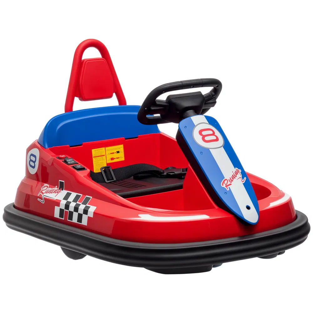 Kids Bumper Car, 6V 360° Rotation Electric Ride on Car, Twin Motors Battery Powered Toy with Music, Horn and Lights, Safety Belt, for Boys and Girls Aged 18-48 Months - Red photo 7