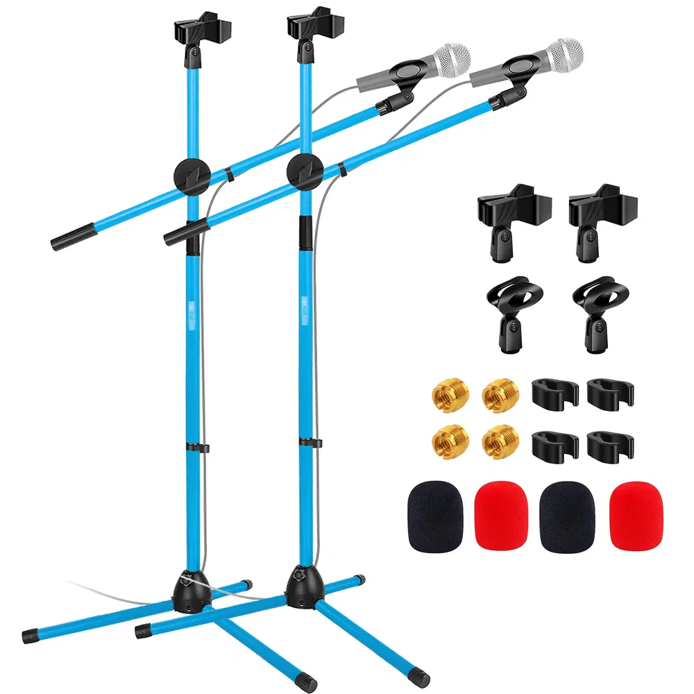 5 Core 2Pcs Mic Stand Floor Height Adjustable Tripod Microphone Stands w Extending Telescoping Boom Arm photo 2
