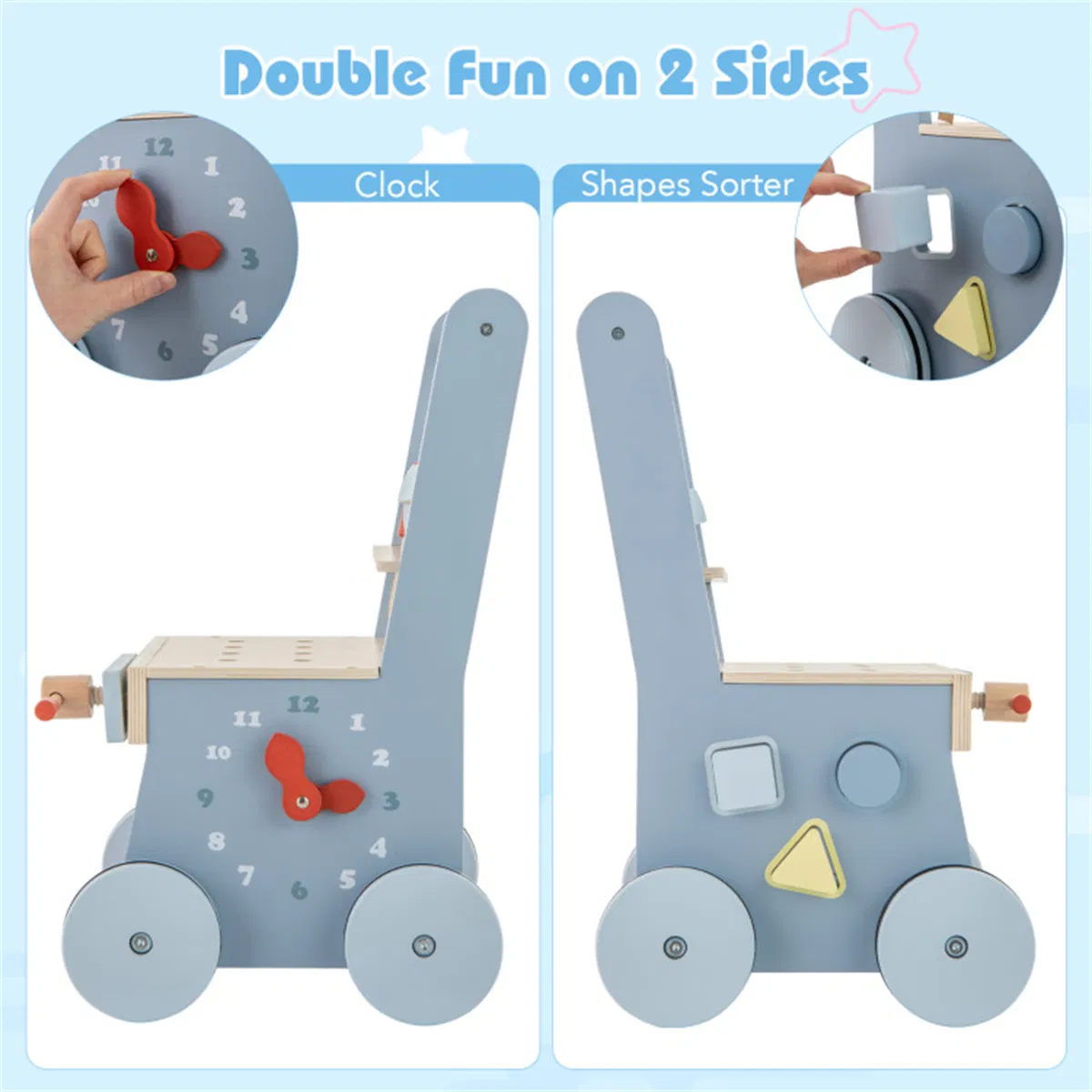 Wooden Baby Walker with Multi-Activity Center photo 8