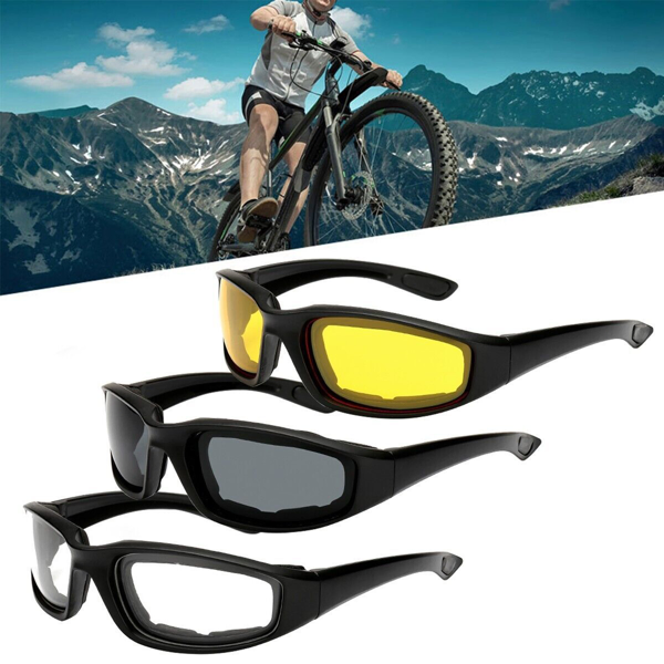 3 pairs Motorcycle Sports Biker Riding Glasses Wind Resistant Eye Protection Women Men Sports Goggles Cycling Glasses Sunglasses Gray/Clear/Yellow photo 1
