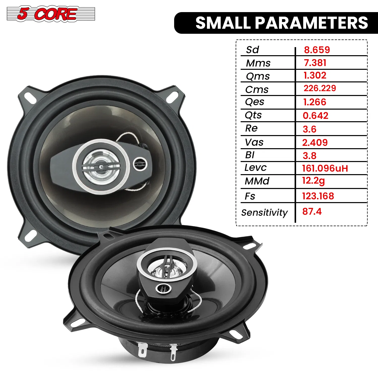 5 Core 2 Way 5" Car Stereo Speakers Pair 350W Coaxial Subwoofer w Tweeter Universal Fit Quick Deep Bass Replacement Component Speaker for Vehicle Door Side Panel photo 5