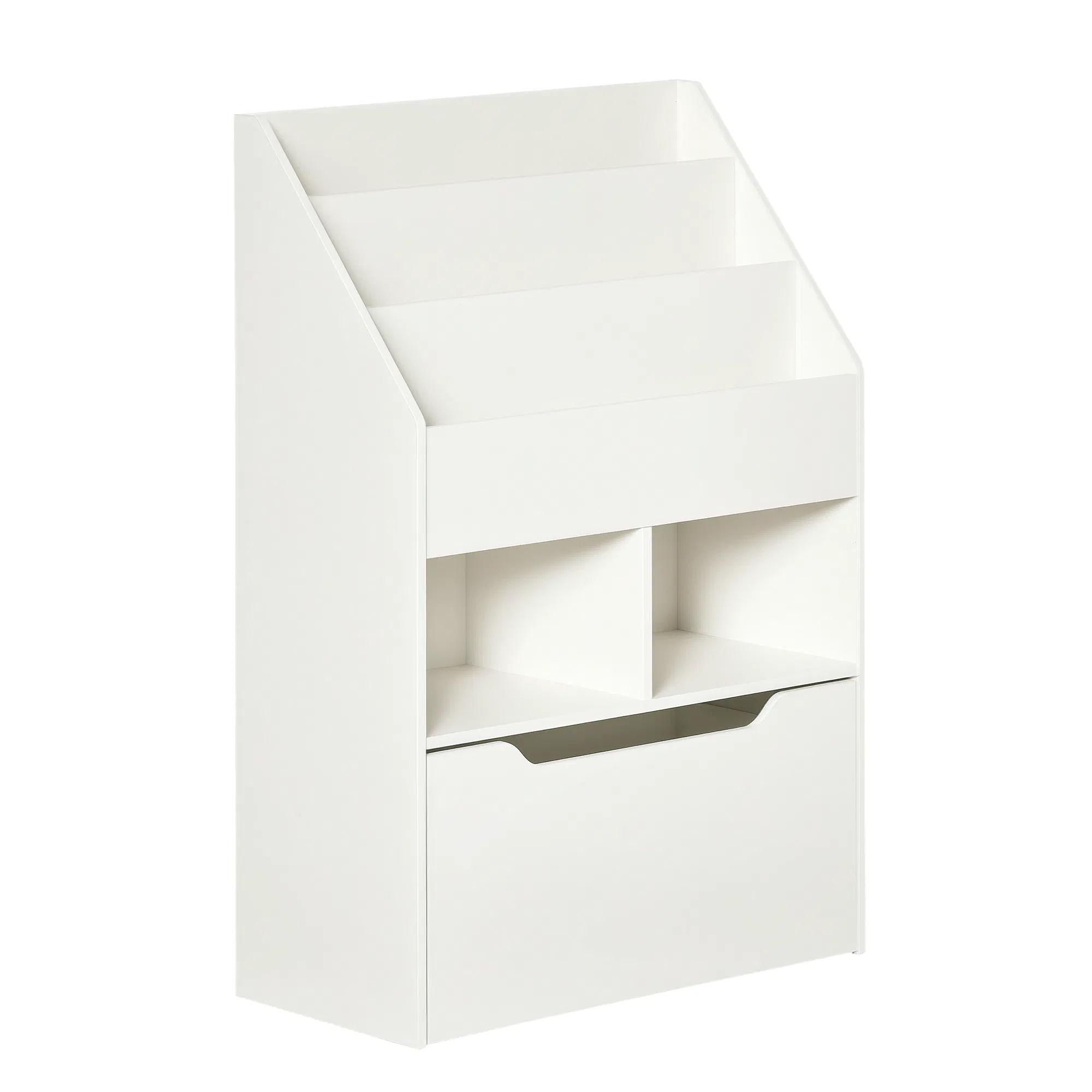 Kids Bookcase Multi-Shelf Rack Organizer with Storage Drawer for Books for Reading Nook, Classroom, Bedroom, Playroom, White photo 1