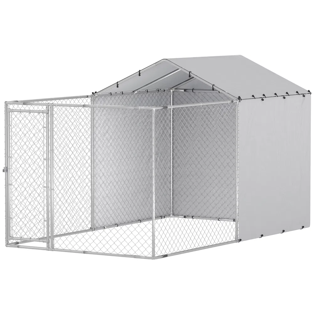 Galvanized Steel Dog Kennel Outdoor with Waterproof & UV-Resistant Cover for Large Dogs, 13.1' x 7.5' x 7.5' photo 2