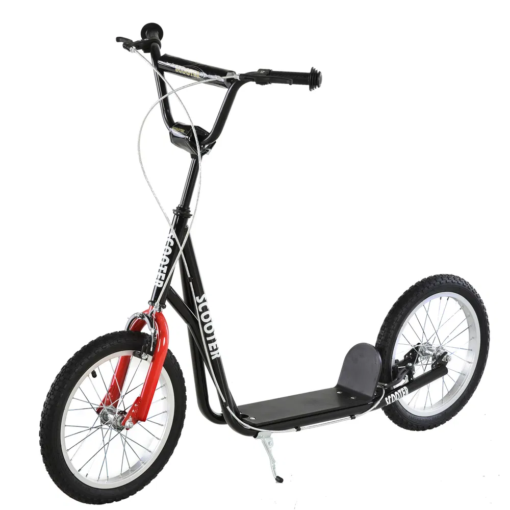 Kids Kick Scooter for 5+ Year Old, Kids Ride on Toy w/ 16'' Inflatable Wheel Dual Brakes, Black photo 7