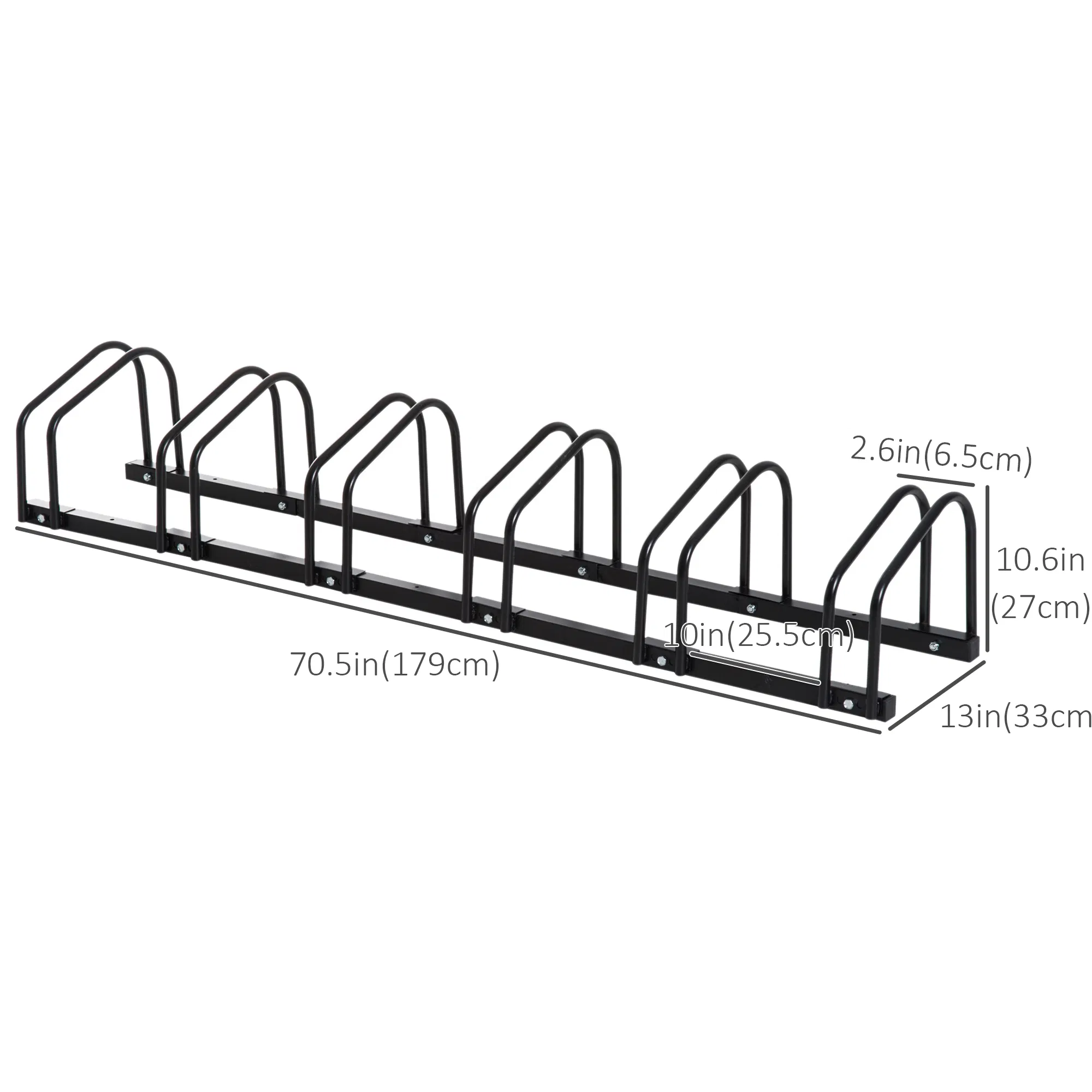 6-Bike Bicycle Floor Parking Rack Cycling Storage Stand Ground Mount Garage Organizer for Indoor and Outdoor Use Black photo 5