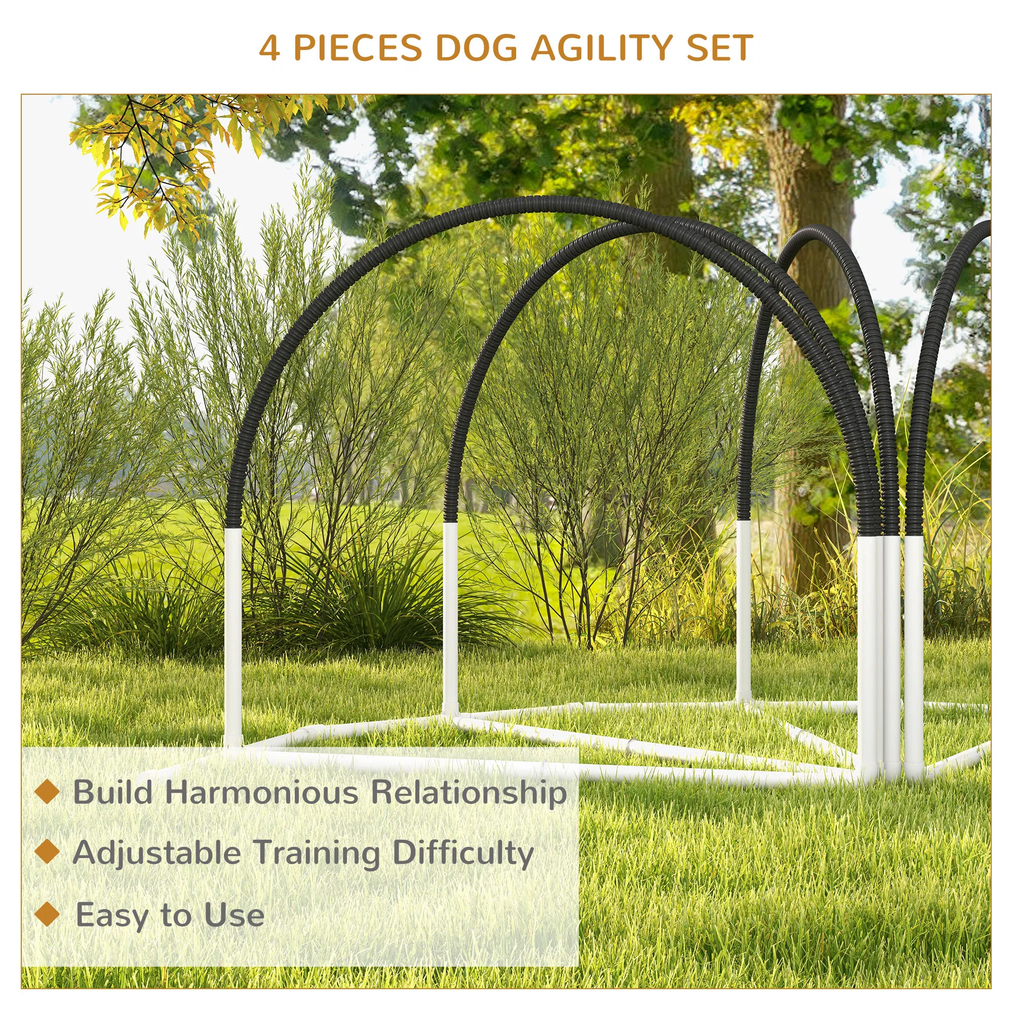 Dog Agility Kit Pet Obstacle Course Training Equipment Outdoor with Weave Poles, Carry Bag, Black photo 4