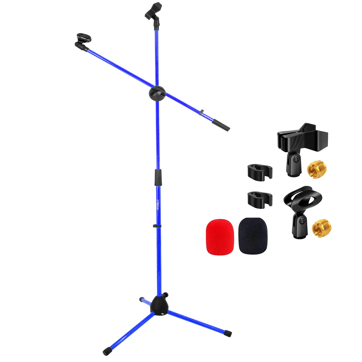 5 Core Mic Stand Floor Height Adjustable Tripod Microphone Stands w Extending Telescoping Boom Arm - MS DBL G photo 1