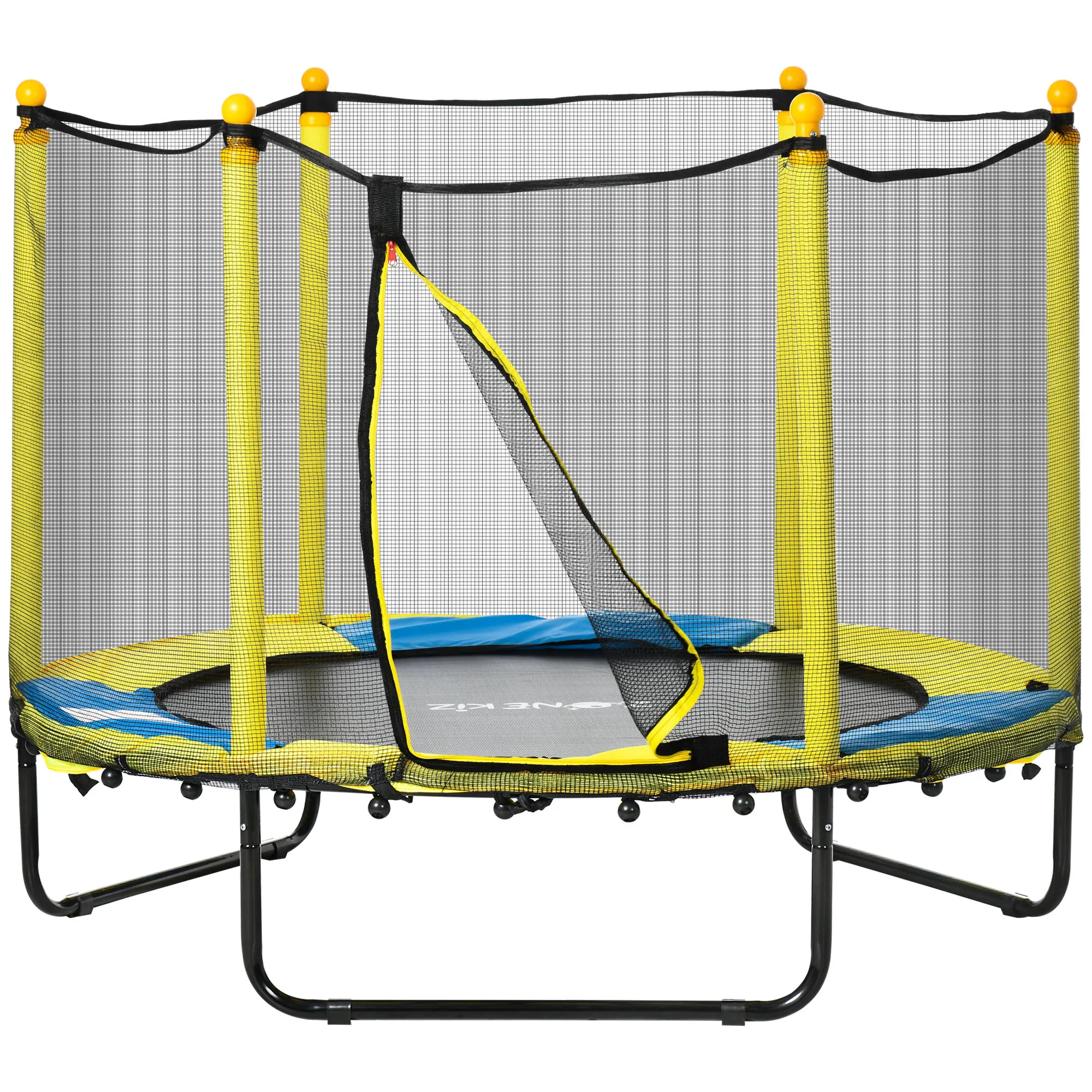 4.6FT Trampoline for Kids with Enclosure Net for Ages 3-10, Indoor Outdoor Use, Yellow photo 1