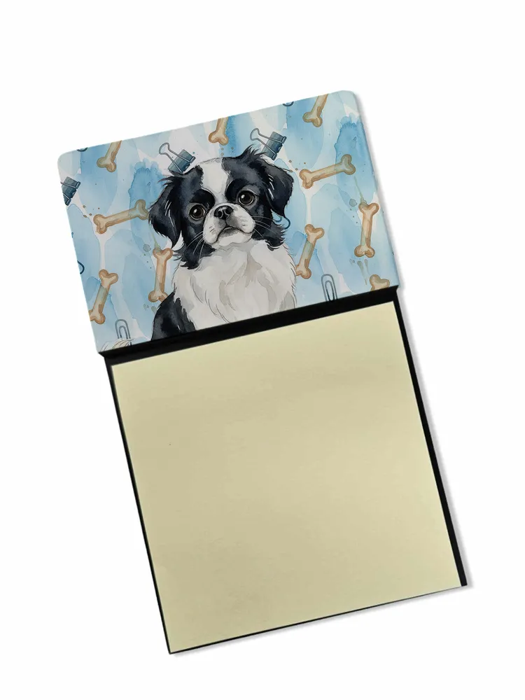 Black and White Japanese Chin Coworker Watercolor Sticky Note Holder Refillable Dispenser Desk Accessory 3x3 Pad Gift photo 8