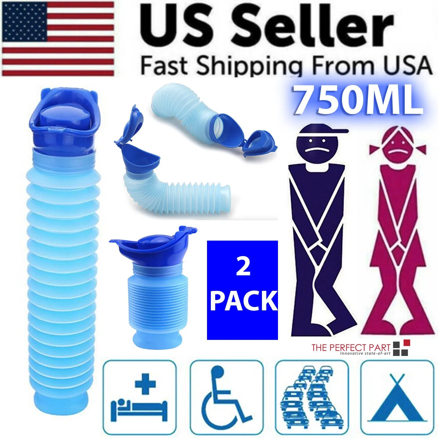 Male Female Portable Urinal Travel Camping Car Toilet Pee Bottle Emergency Kit photo 1