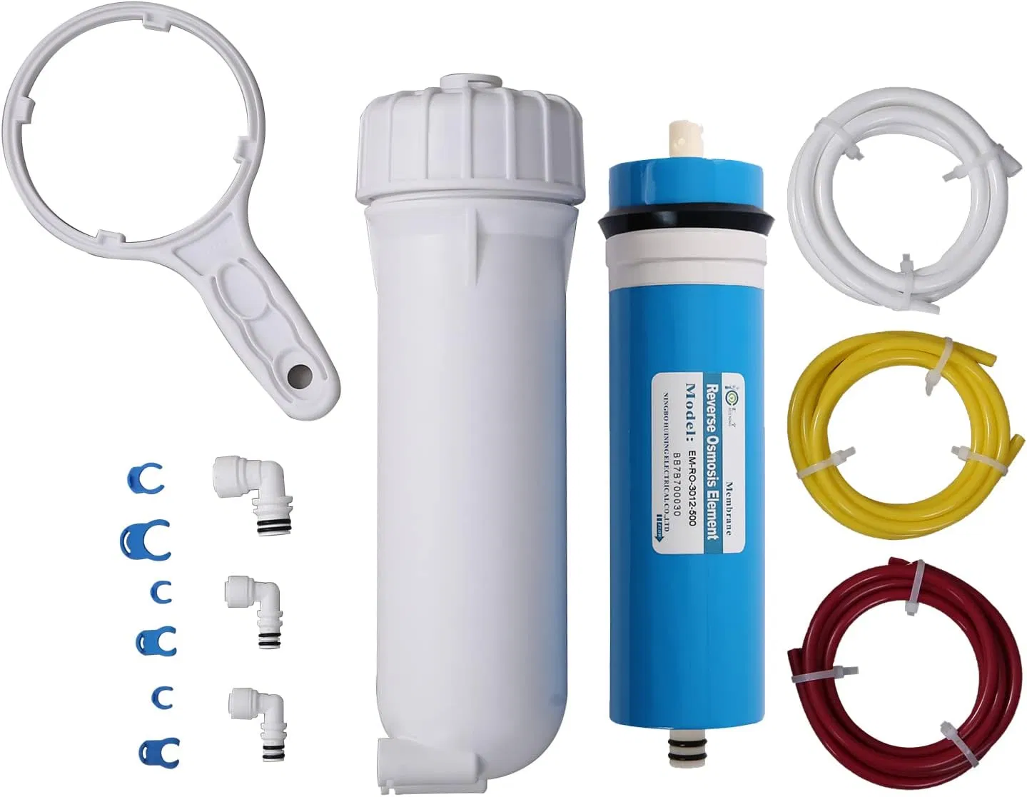 HUINING Reverse Osmosis Membrane 50/75/100/150/400/500GPD and RO Membrane Housing Kit with Quick Connector,Check Valve,Water Pipe,Wrench  for Residential Household Hospital Water Filtration System photo 1