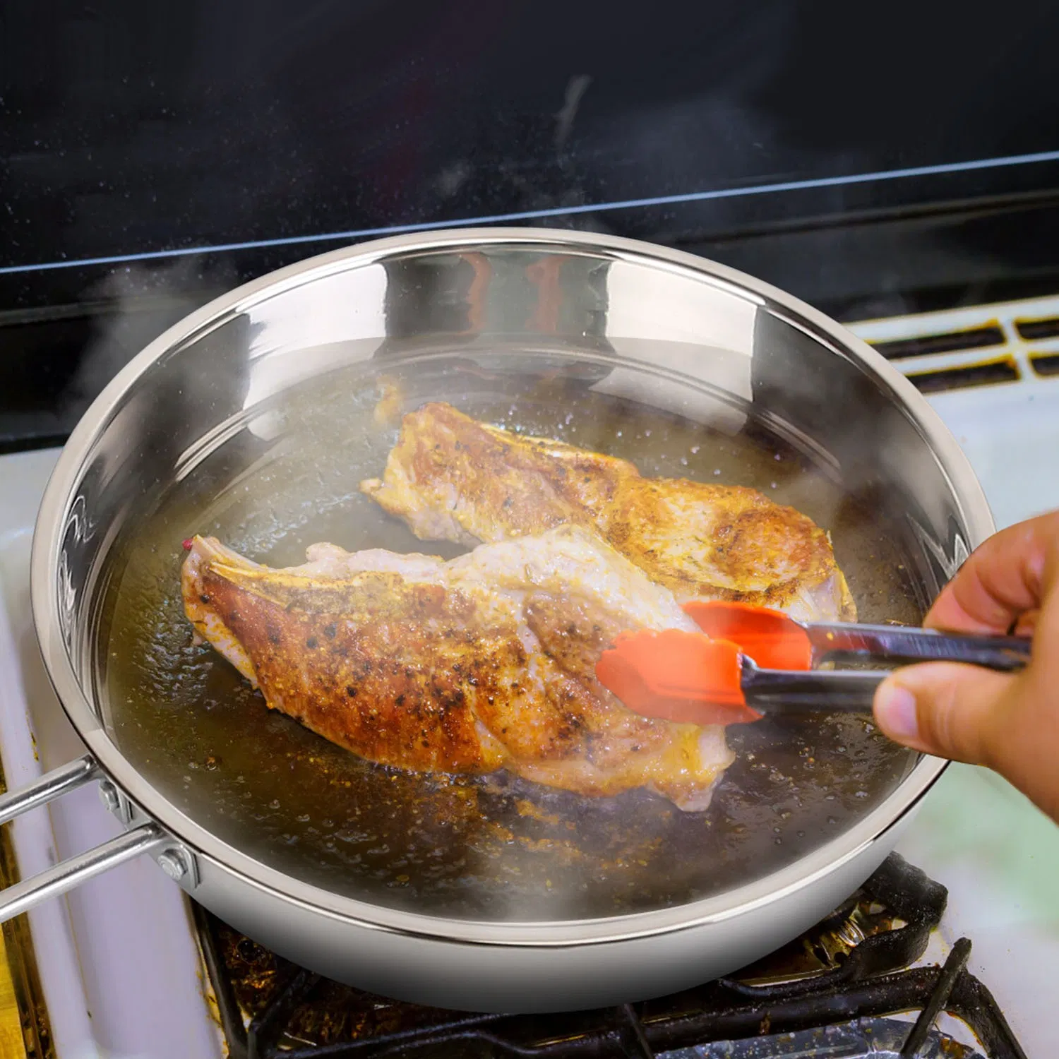 Stainless Steel Cookware Set Fast Even Heat Induction Pots Pans Set Dishwasher Safe with 2.7/3.7 Quart Stockpot 2 Quart Saucepan 9.17in Frying Pan photo 4