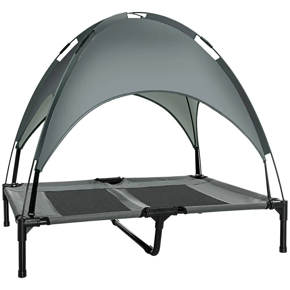 Large Elevated Dog Bed 6.2" L X 29.9" W 36.2" H Foldable Outdoor Cat Dog Canopy Cot w/ Carry Bag Grey photo 2