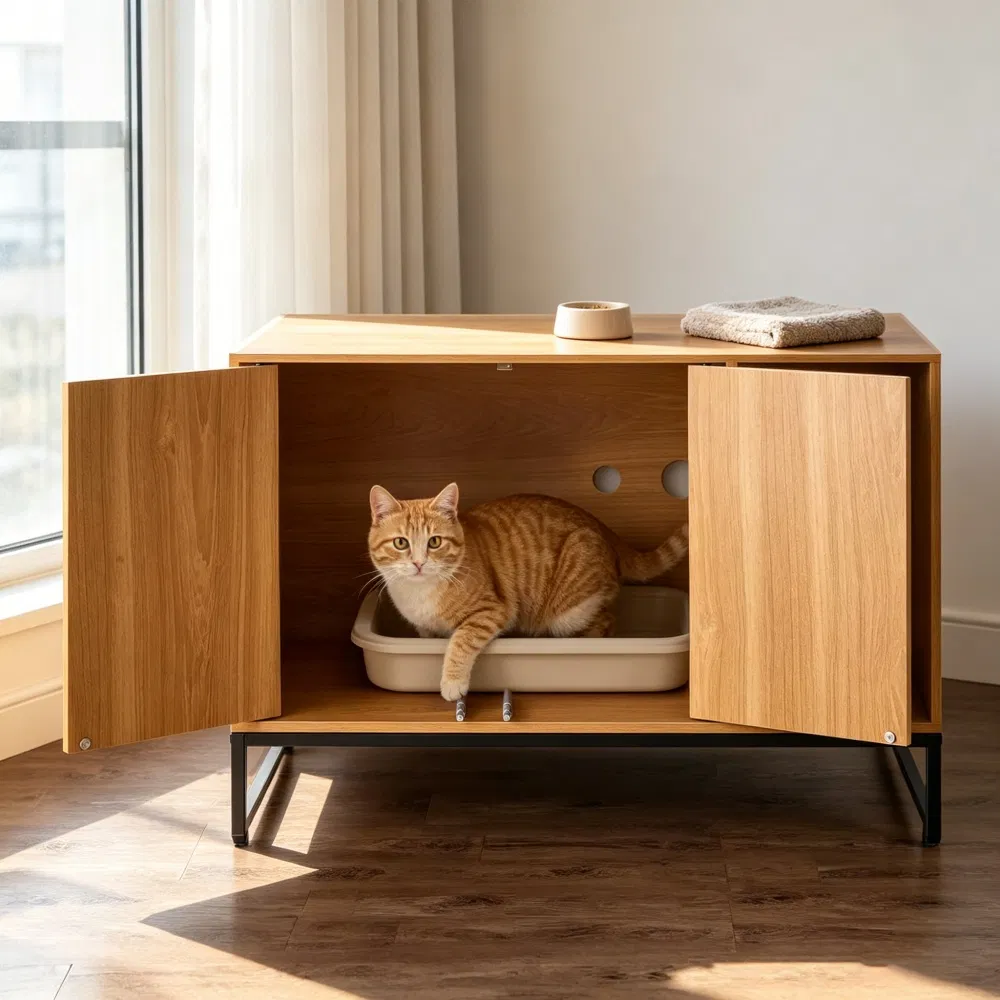 Wooden Cat Box Cabinet photo 1