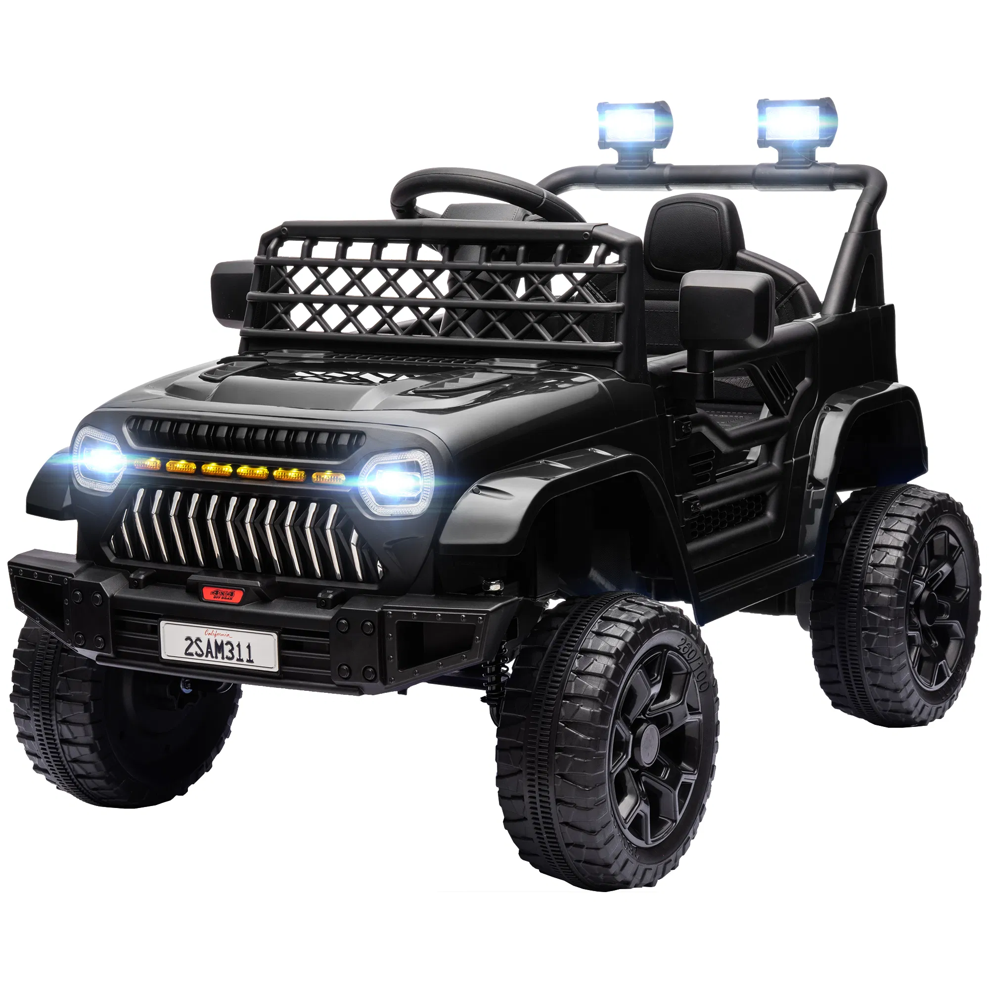 12V Ride on Truck, Electric Car for Kids with Remote Control, Suspension, 3 Speeds, USB Music Headlights, Black photo 1