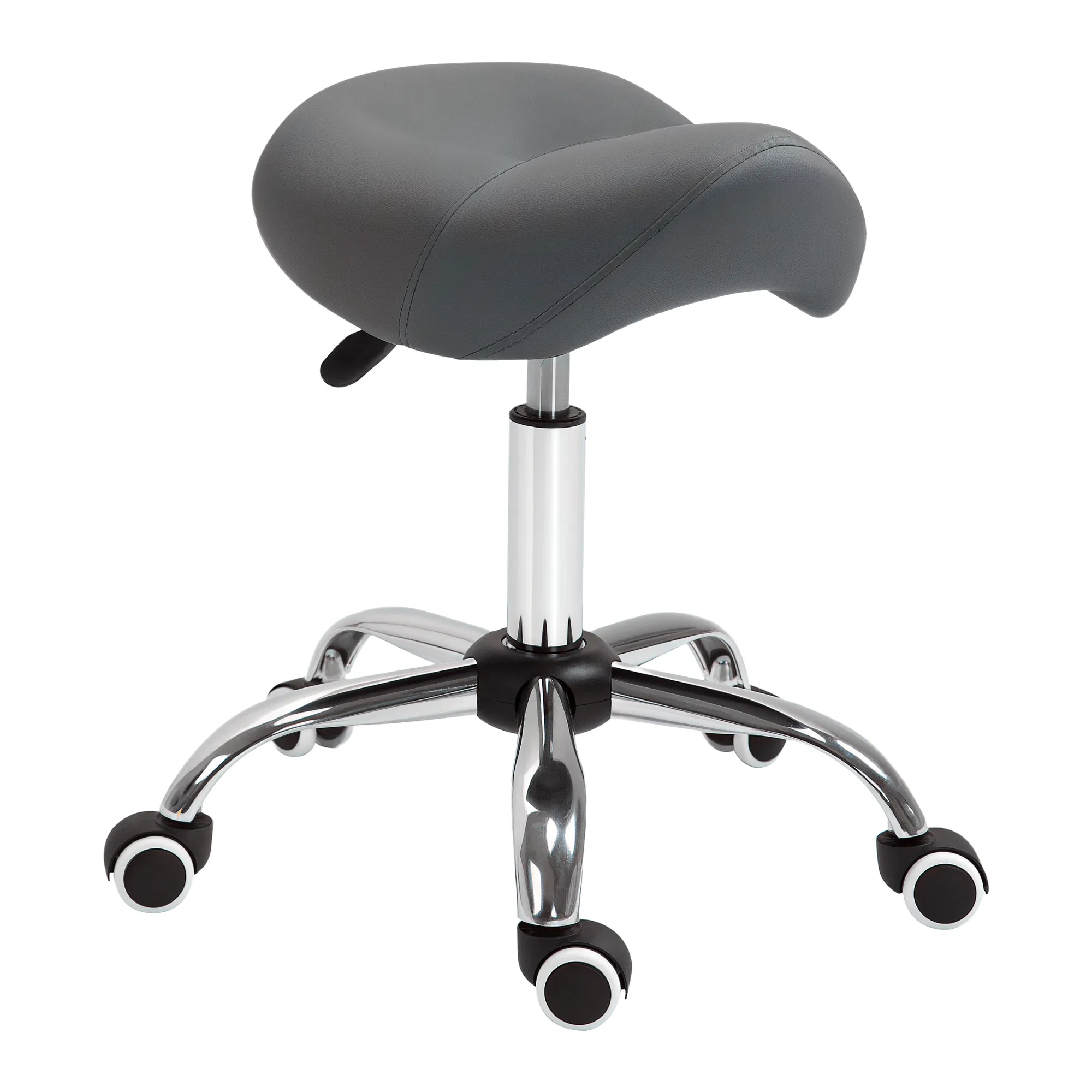 Saddle Stool Adjustable Hydraulic Rolling Beauty Salon Stool Ergonomic PU Leather Stool Round Grey photo 1