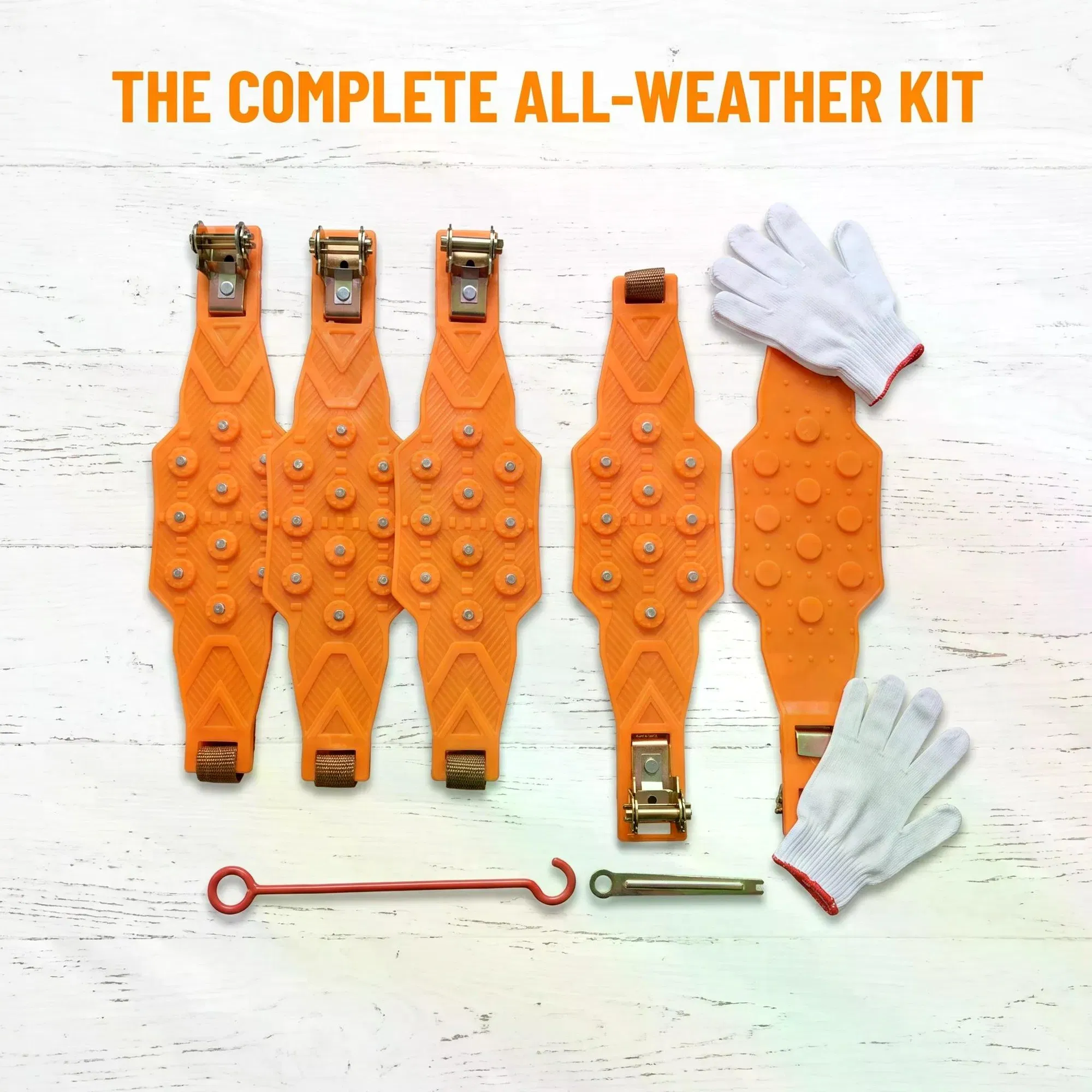 Car Tire Snow Chains 6Pcs Set Universal 165-245mm Thickened Widened Anti-Skid Chains, Ice Breaking Traction for Sedan SUV Off-Road, Winter Emergency Tyre Chains with Storage Bag Gloves Hook Wrench photo 1