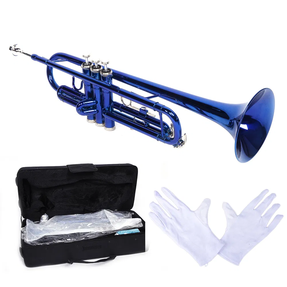 Brass B Flat Trumpet Gloves Set Blue photo 8