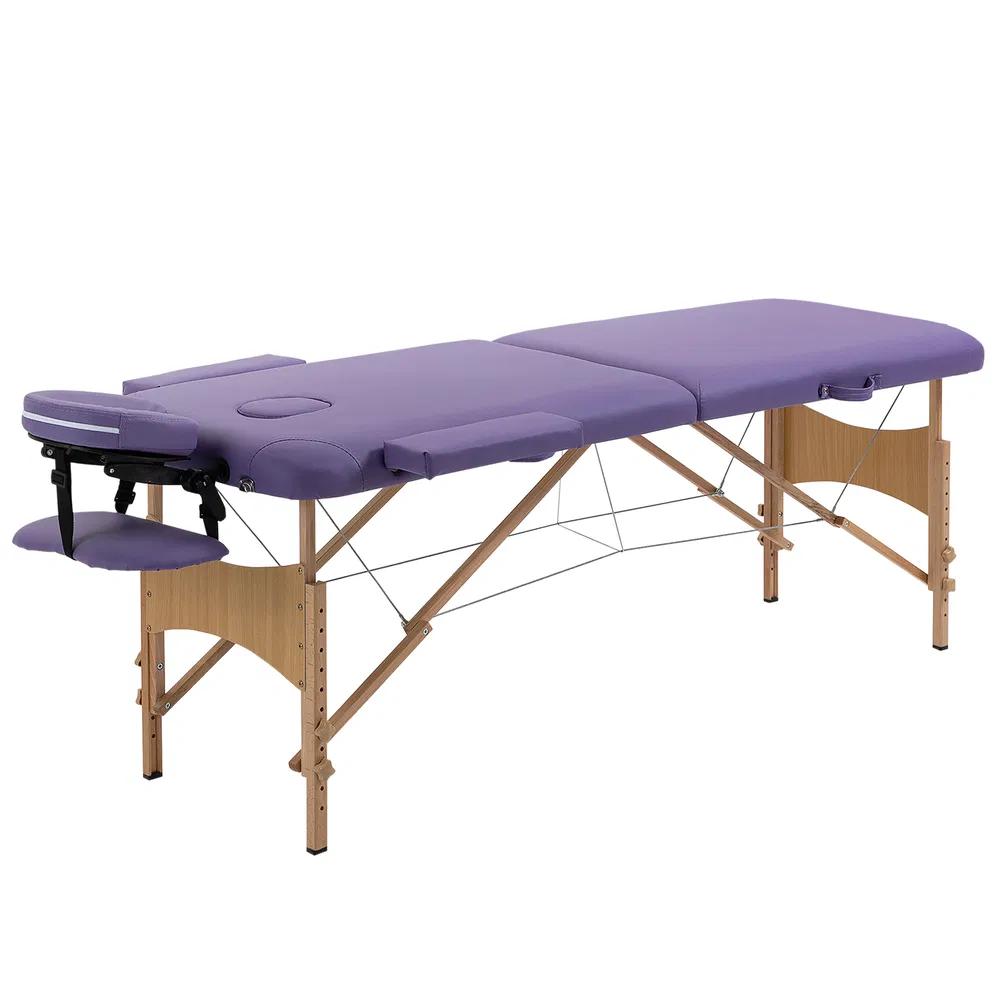 Portable Massage Table 72 Inch Adjustable Spa Bed Foldable Facial Couch with Carry Case Purple photo 7