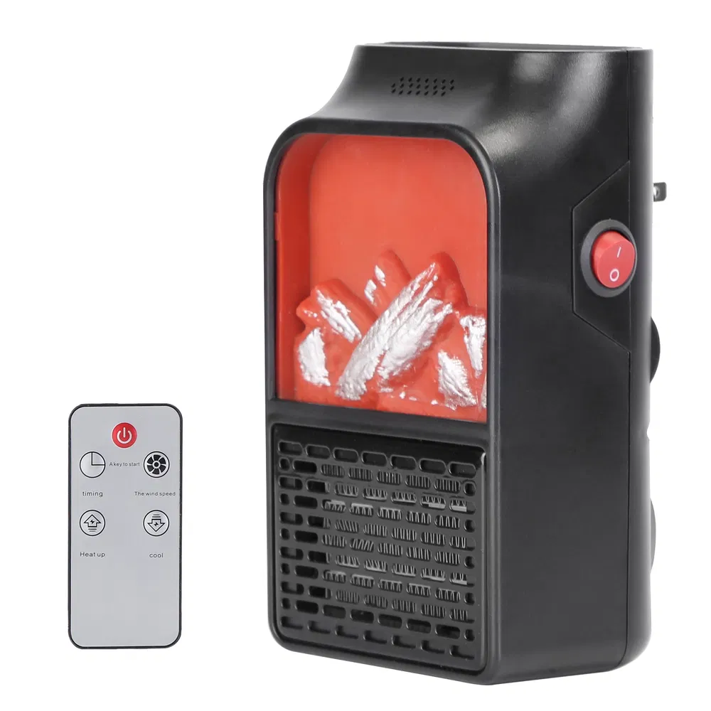 800W Plug-In Space Heater Wall Outlet Heater with 360° Rotatable Plug Adjustable Temperature 2 Wind Speeds Remote Control photo 2
