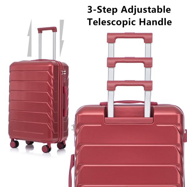 3 in 1 ABS&PC Trolley Box 20in 24in 28in Trolley Box Iron Tie Rod ABSPC Alloy Wine Red photo 8
